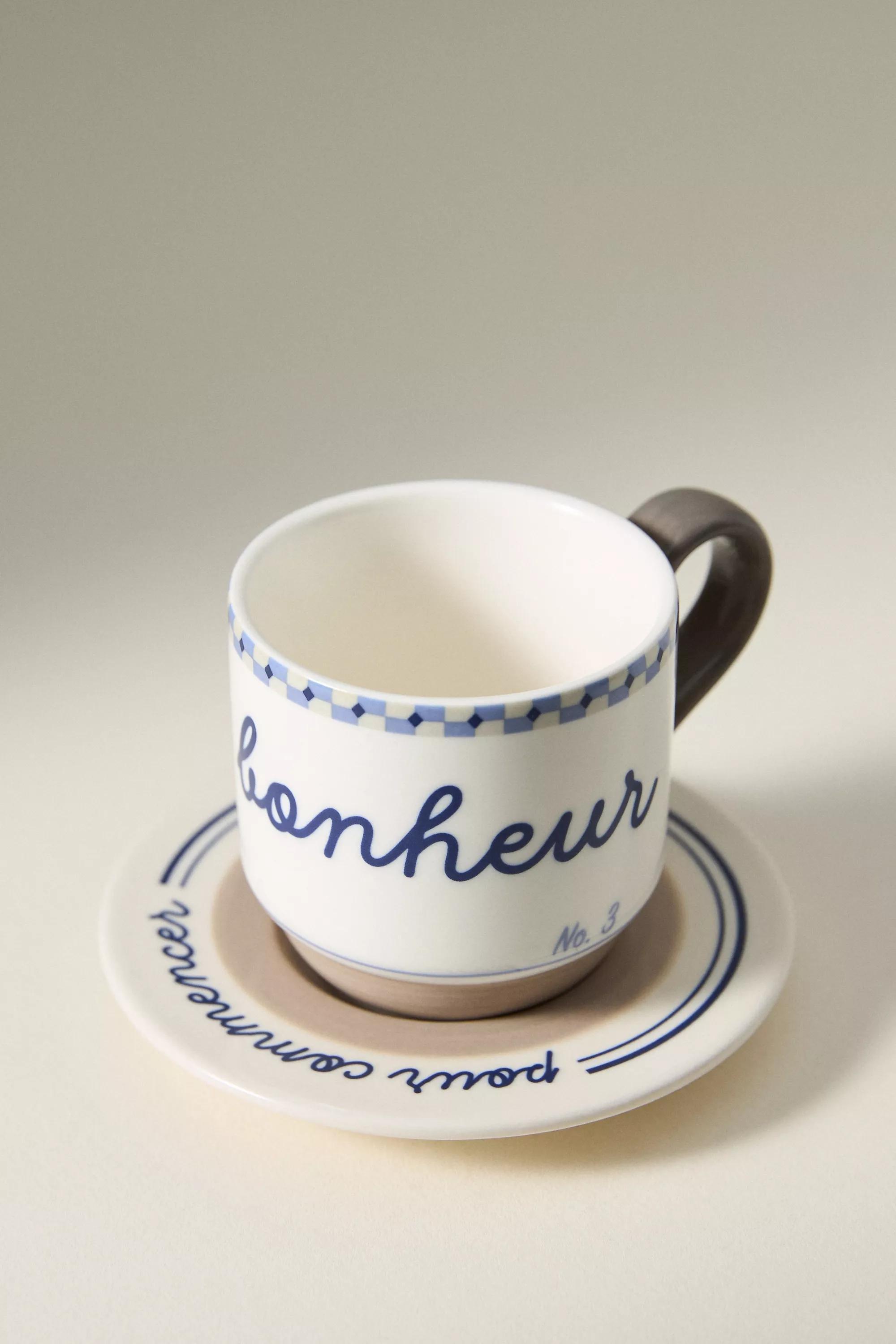 Cafe Violette Hand painted Stoneware Espresso Cup And Saucer, Blue, A501_0023, large image number 4