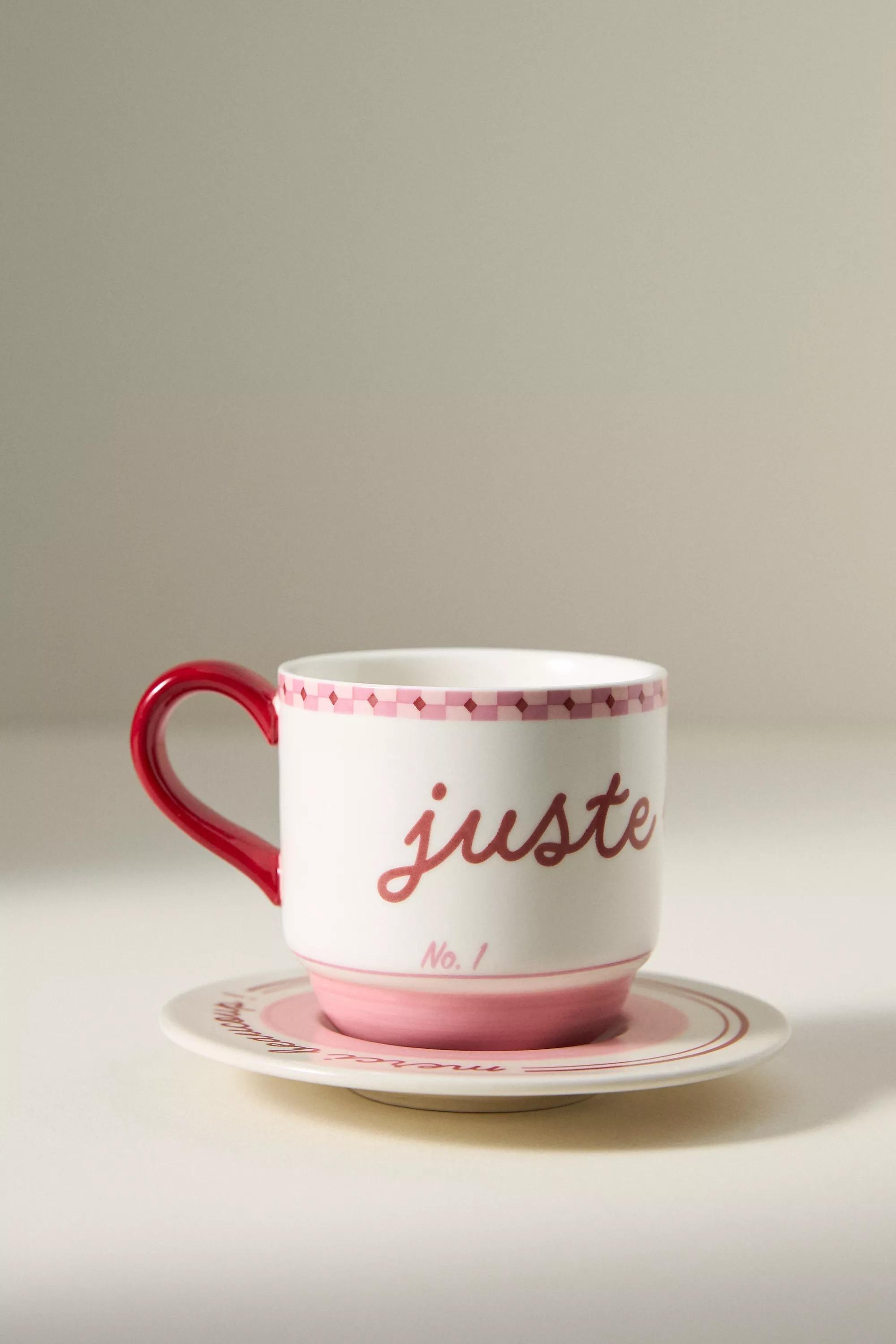 LAVENDER Cafأ© Violette Handpainted Stoneware Espresso Cup & Saucer, A501_0053, large image number 1