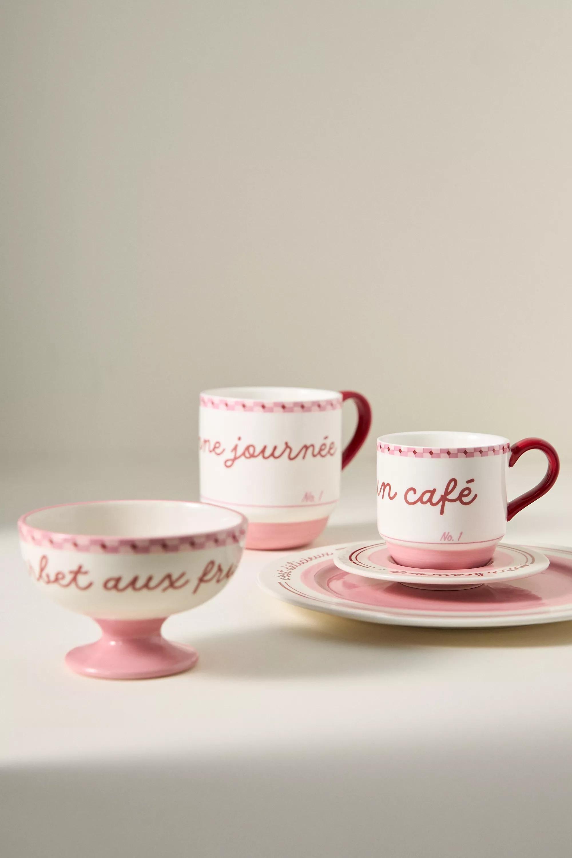 LAVENDER Cafأ© Violette Handpainted Stoneware Espresso Cup & Saucer, A501_0053, large image number 2