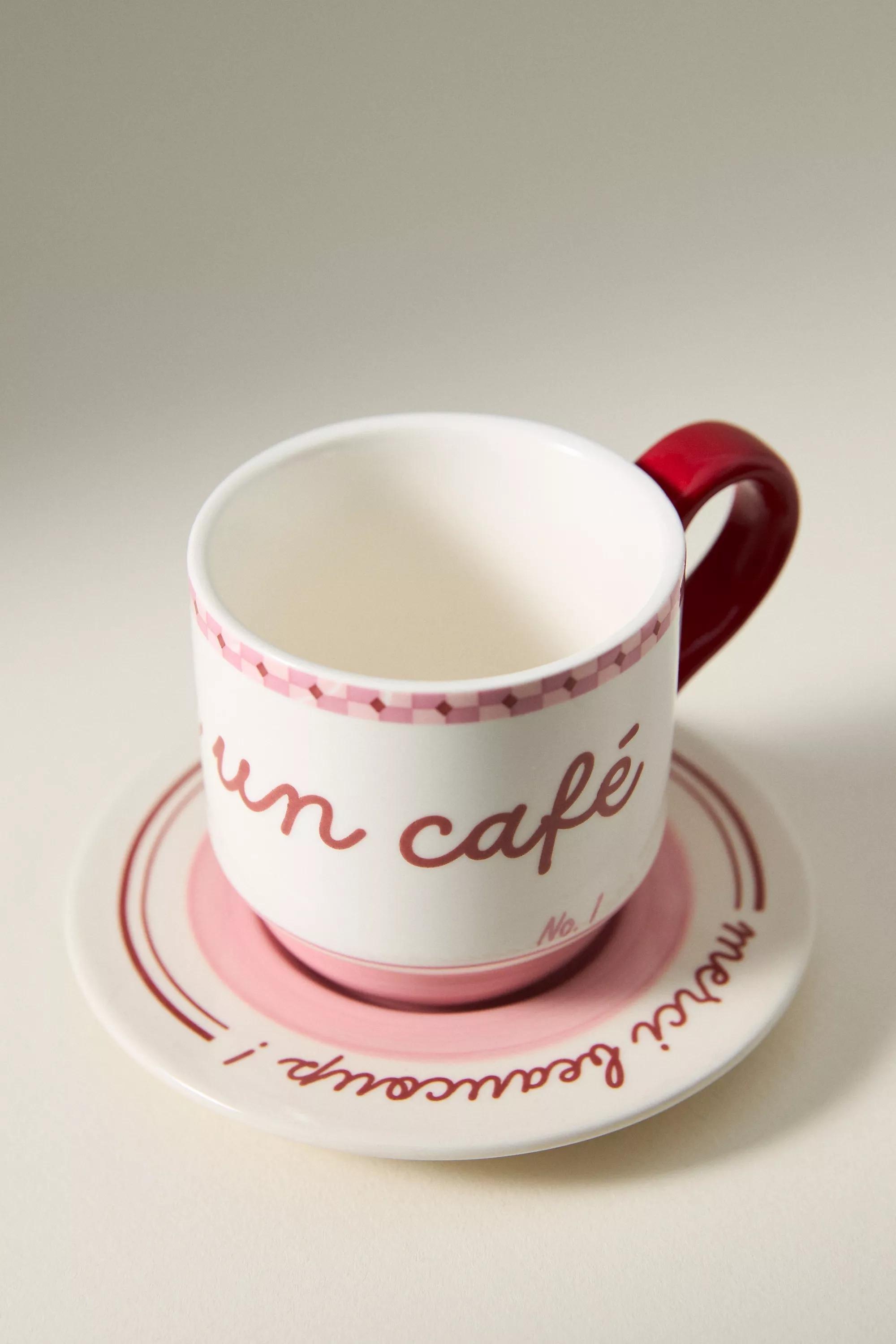 LAVENDER Cafأ© Violette Handpainted Stoneware Espresso Cup & Saucer, A501_0053, large image number 3