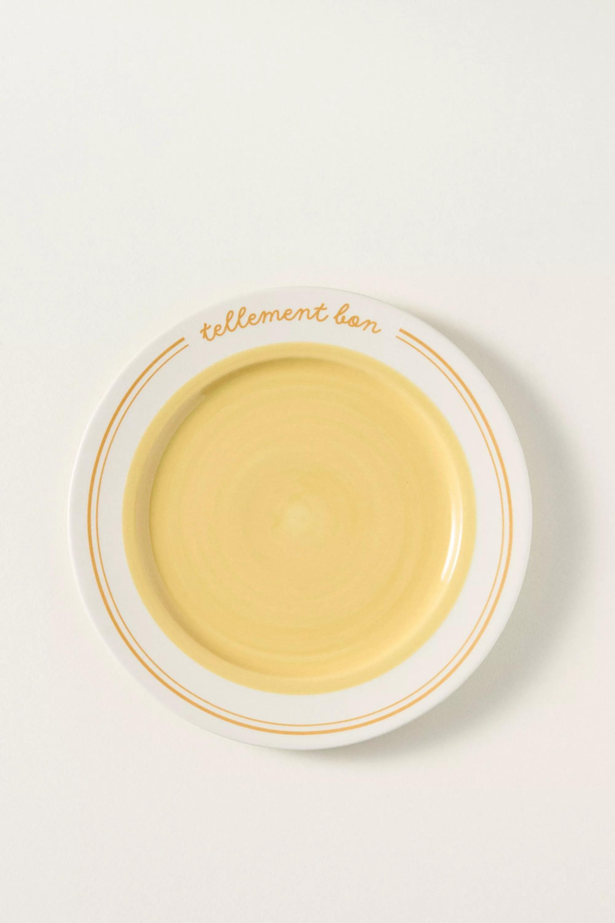 YELLOW Cafأ© Violette Handpainted Stoneware Dessert Plate, A501_0072, large image number 1