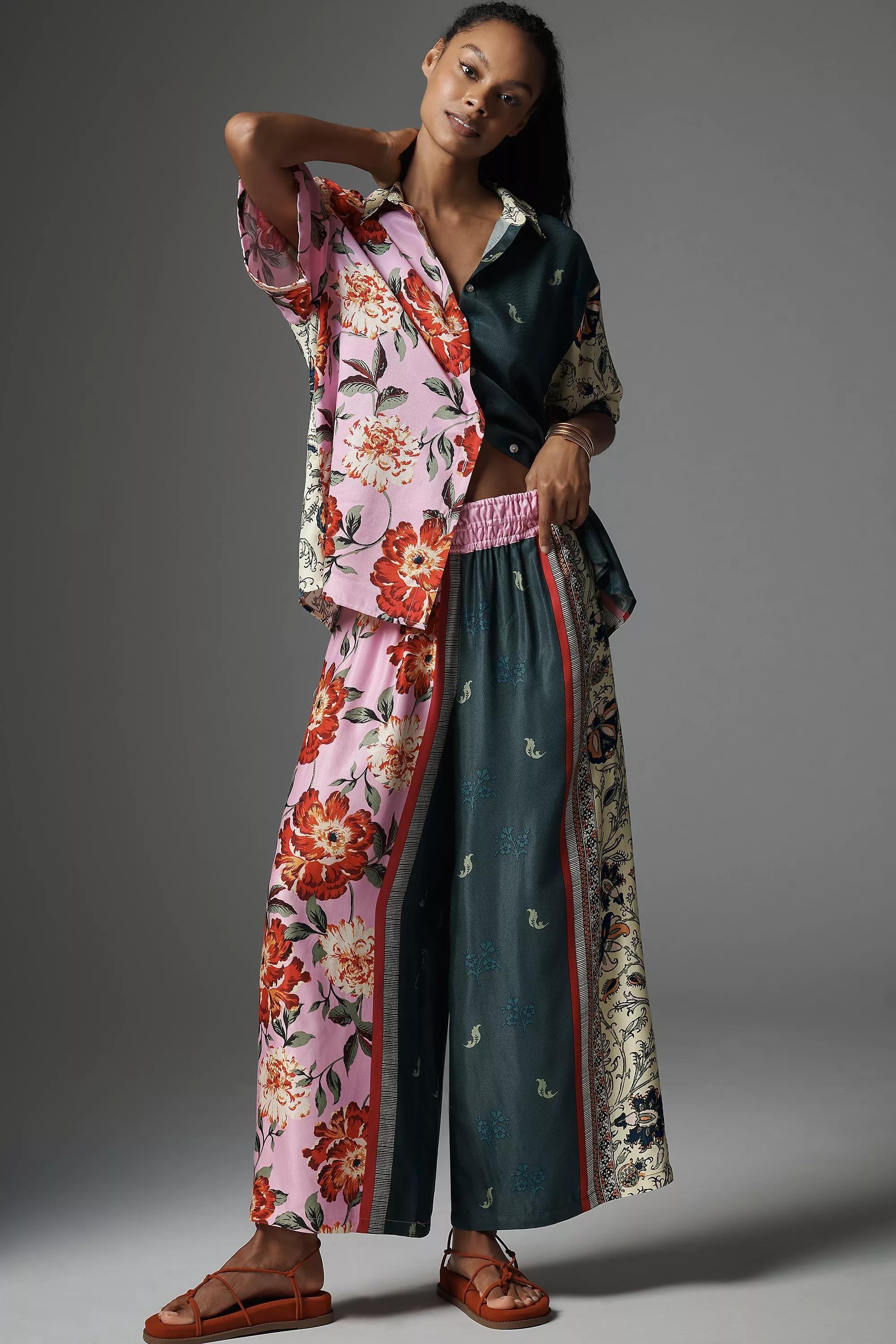 Anthropologie Floral Blouse, Green, A501_0030, large image number 2