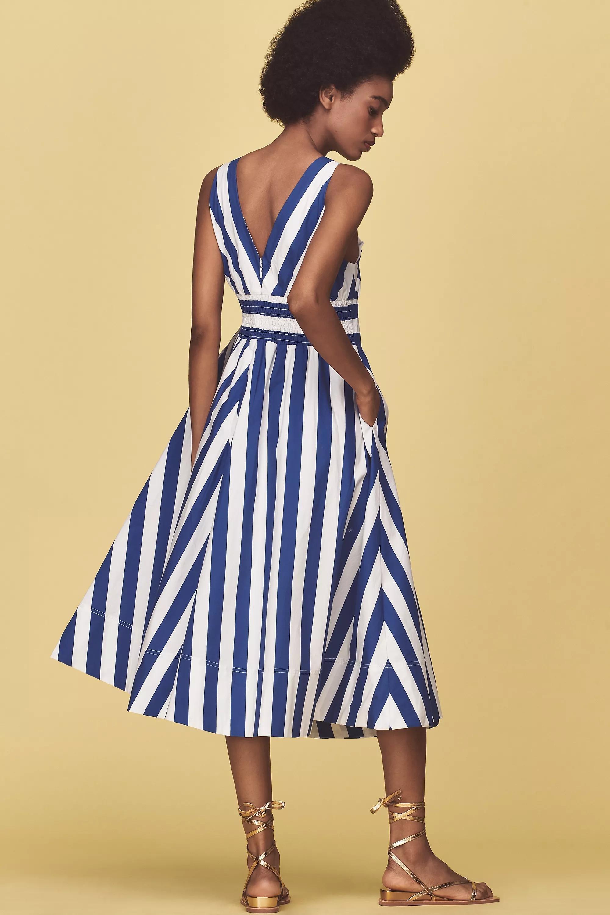 BLUE PATTERN By Anthropologie V-Neck Sleeveless Fit & Flare Midi Dress, , large image number 1
