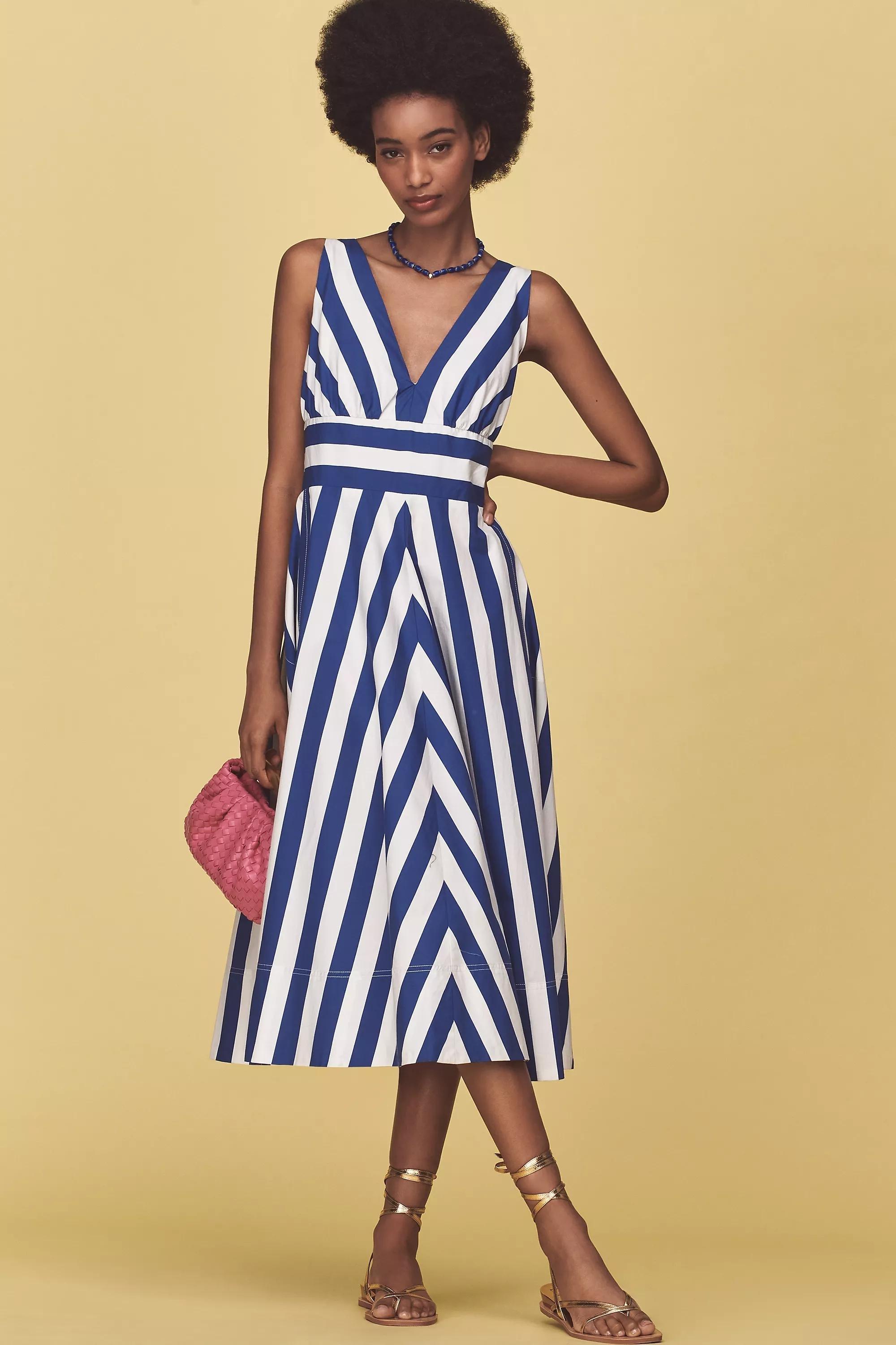 BLUE PATTERN By Anthropologie V-Neck Sleeveless Fit & Flare Midi Dress, , large image number 2