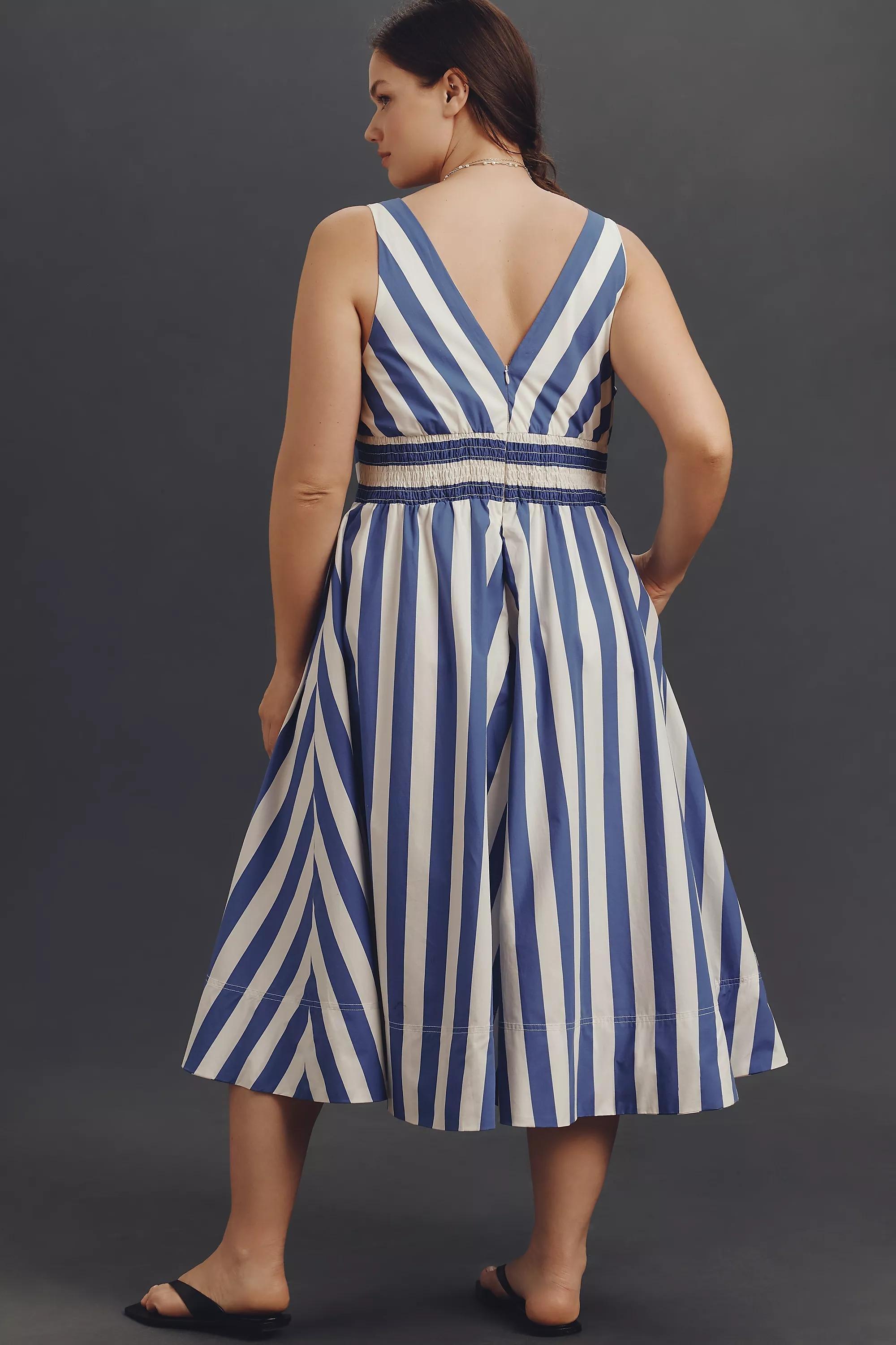 BLUE PATTERN By Anthropologie V-Neck Sleeveless Fit & Flare Midi Dress, , large image number 5