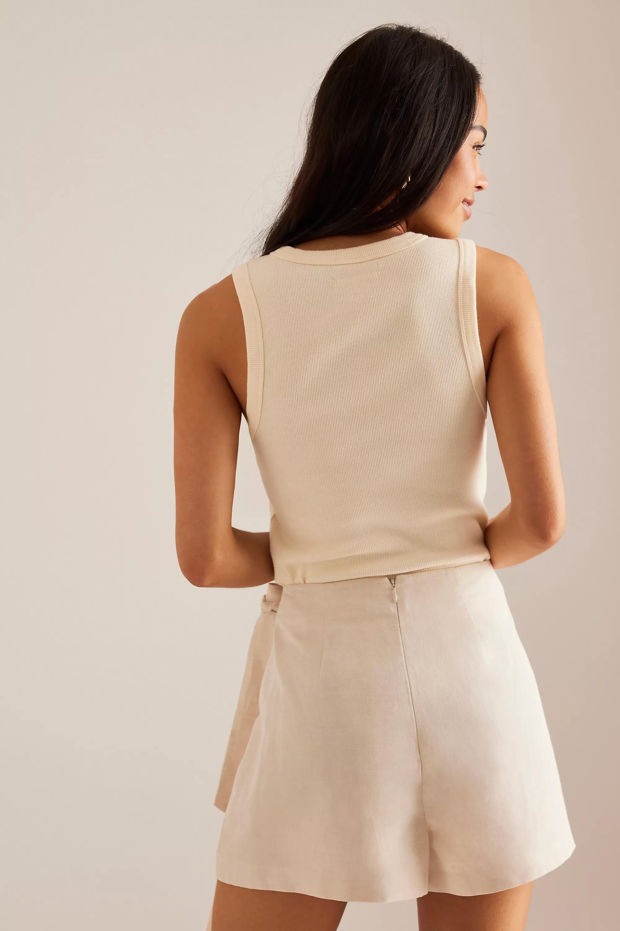 Anthropologie Plain Wrap Mini Skirt, White, , large image number 3