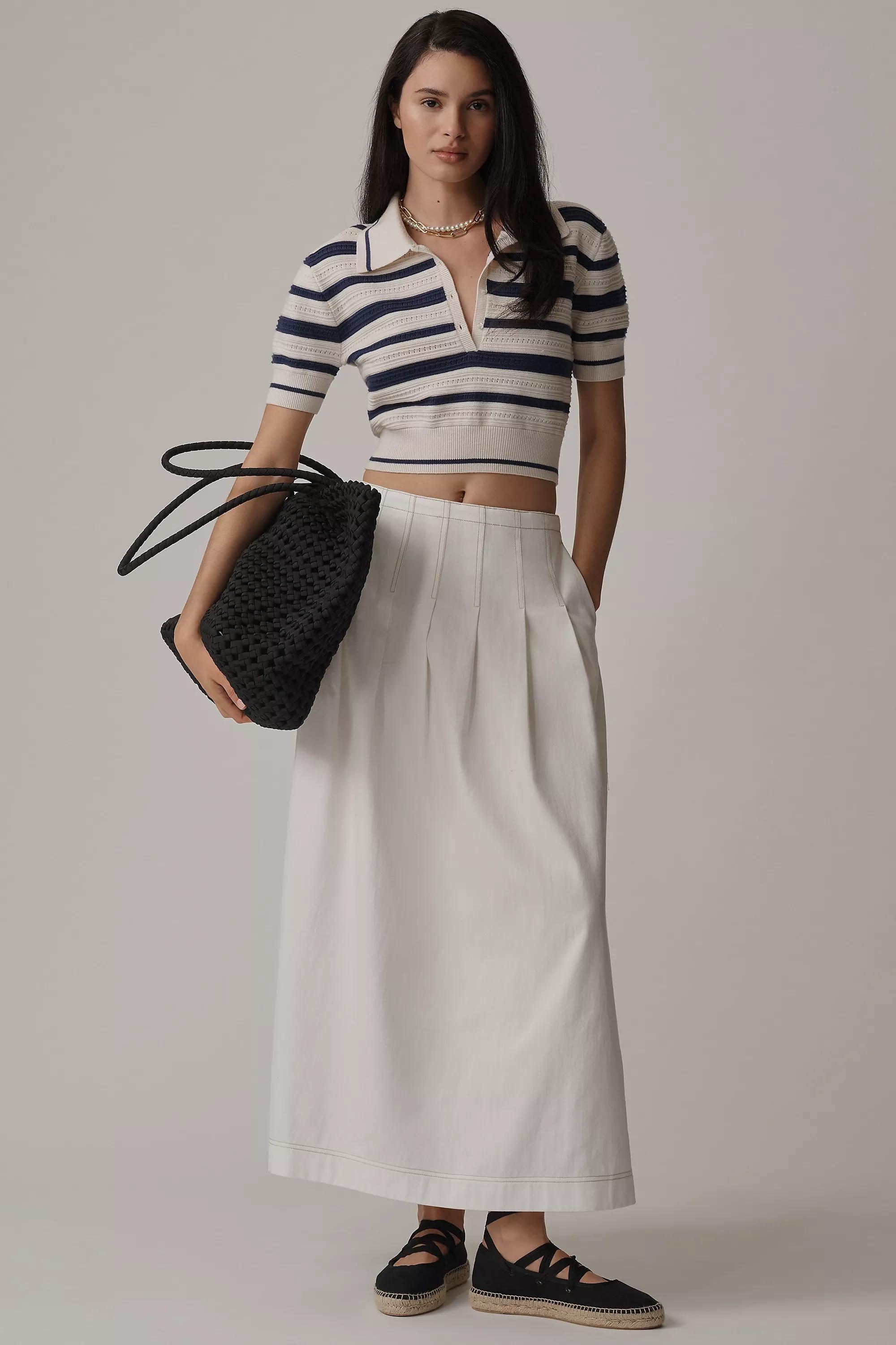 By Anthropologie Panelled Waist Maxi Skirt, White, , large image number 0