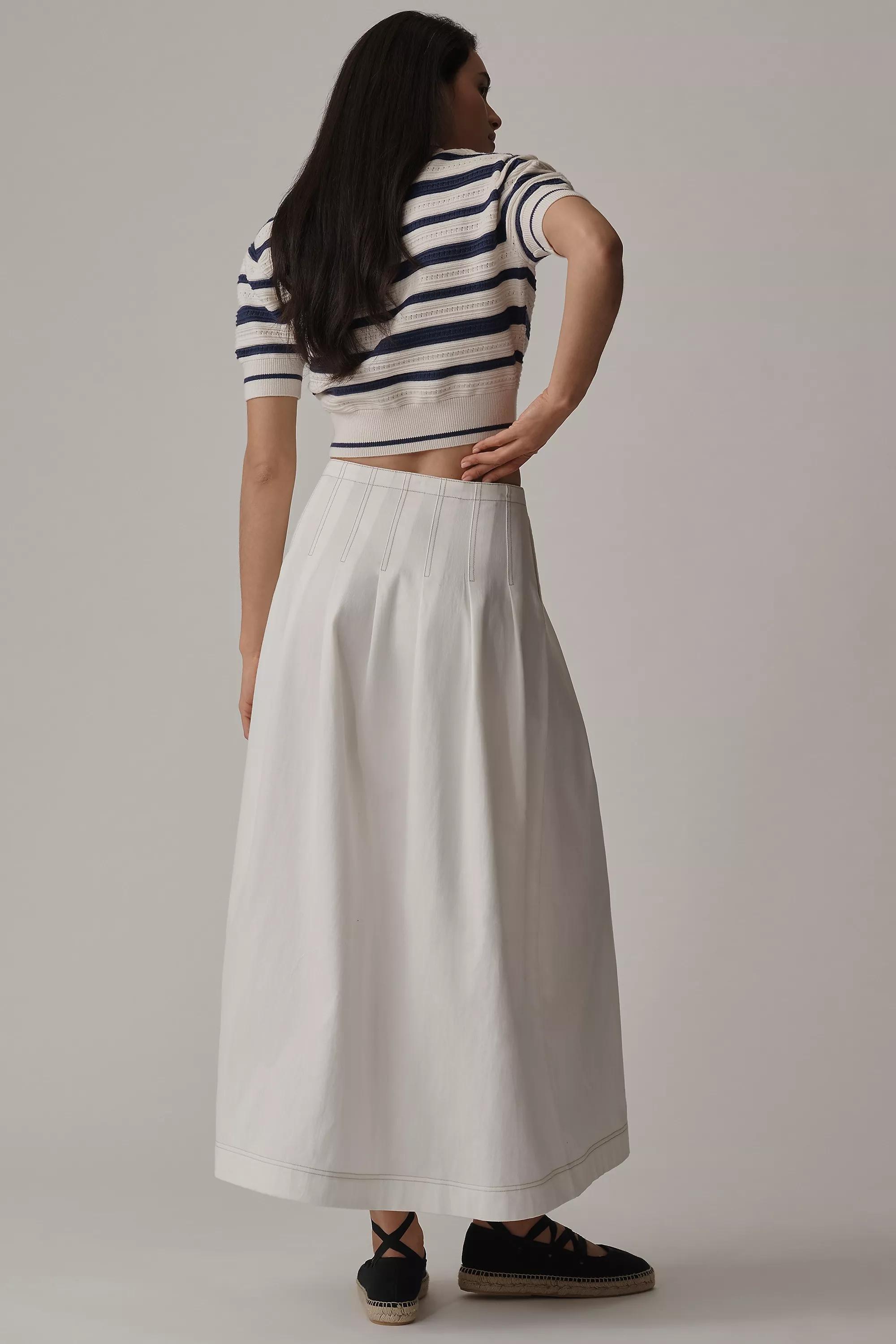 By Anthropologie Panelled Waist Maxi Skirt, White, , large image number 1