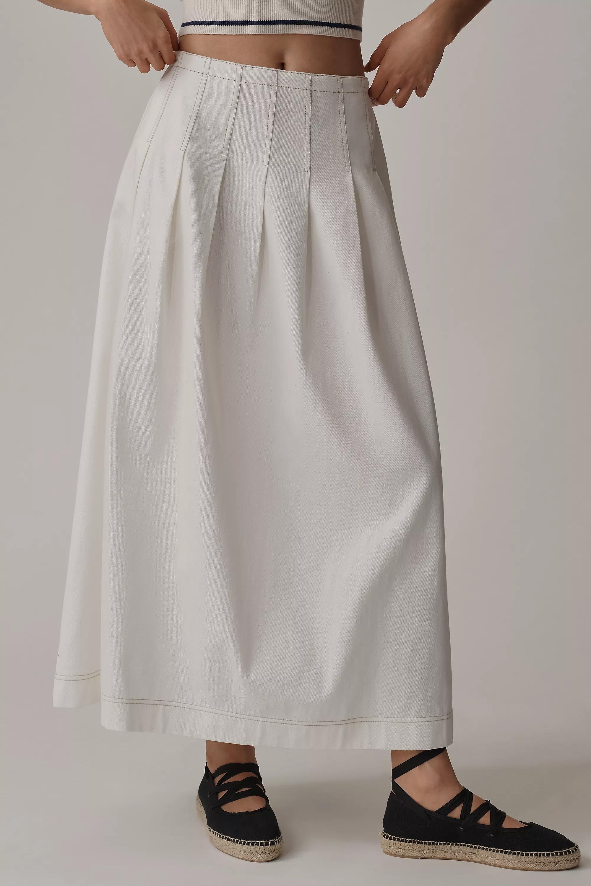 By Anthropologie Panelled Waist Maxi Skirt, White, , large image number 2