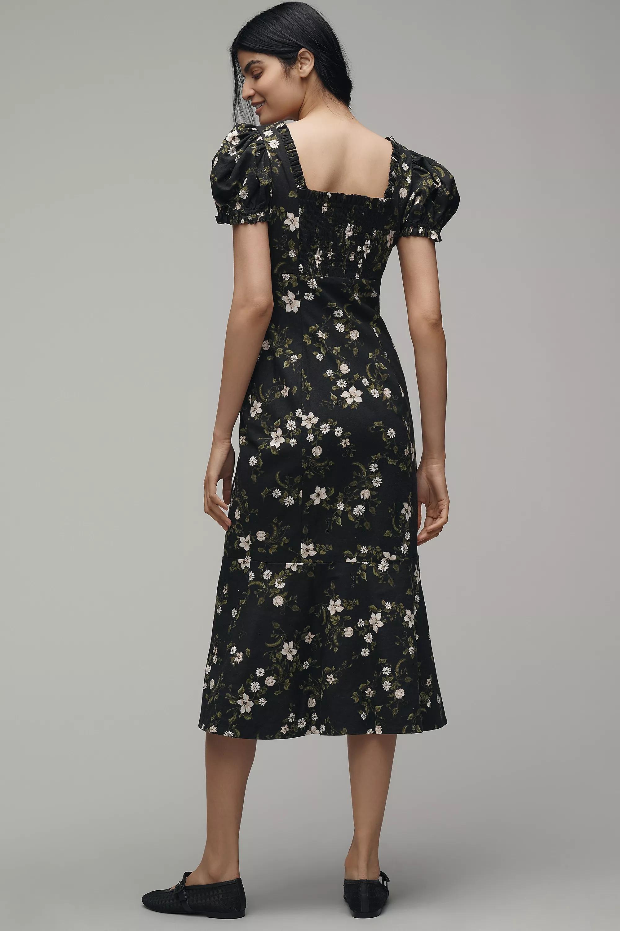 Anthropologie Floral Milkmaid Romantic Midi Dress, , large image number 1