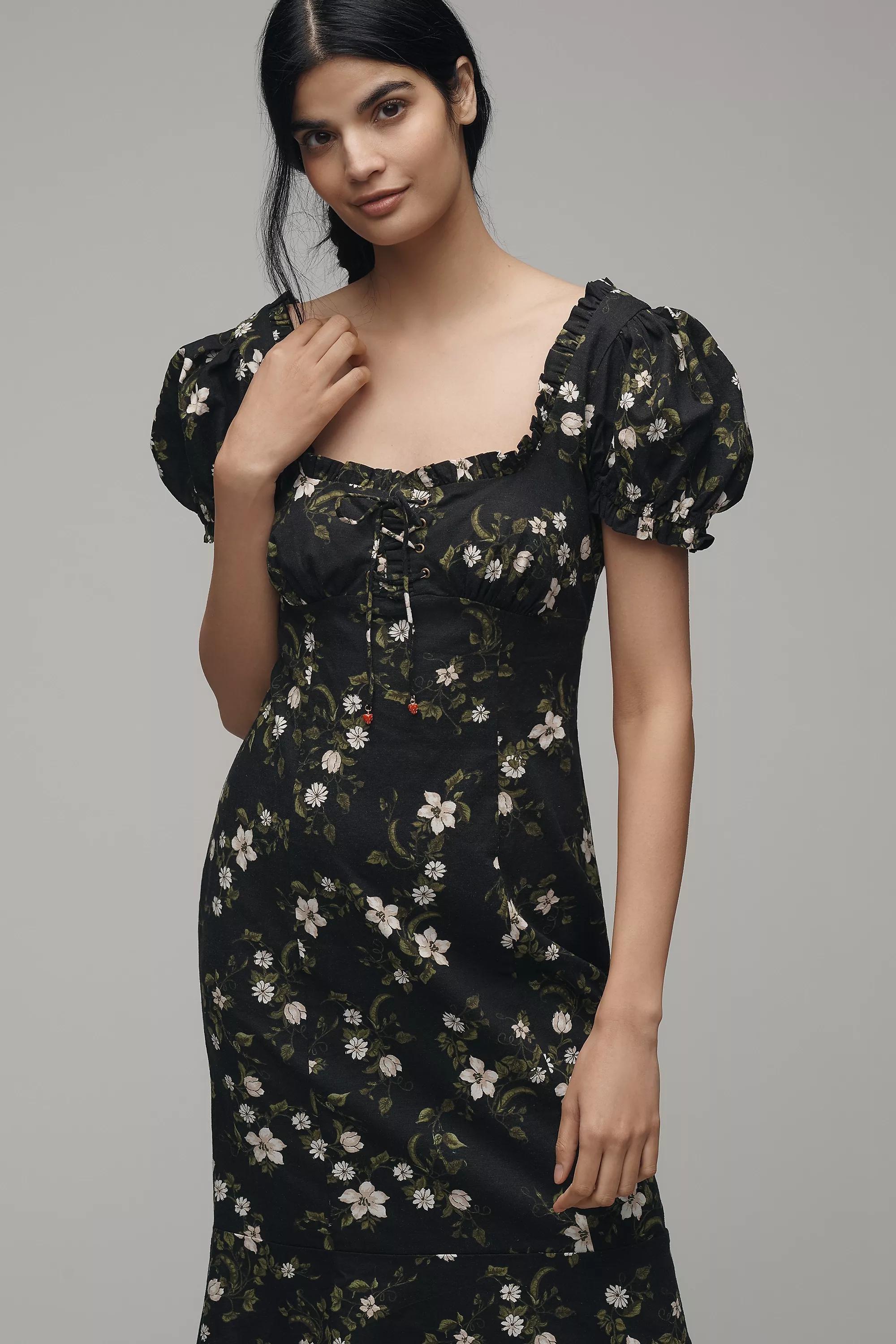 Anthropologie Floral Milkmaid Romantic Midi Dress, , large image number 2
