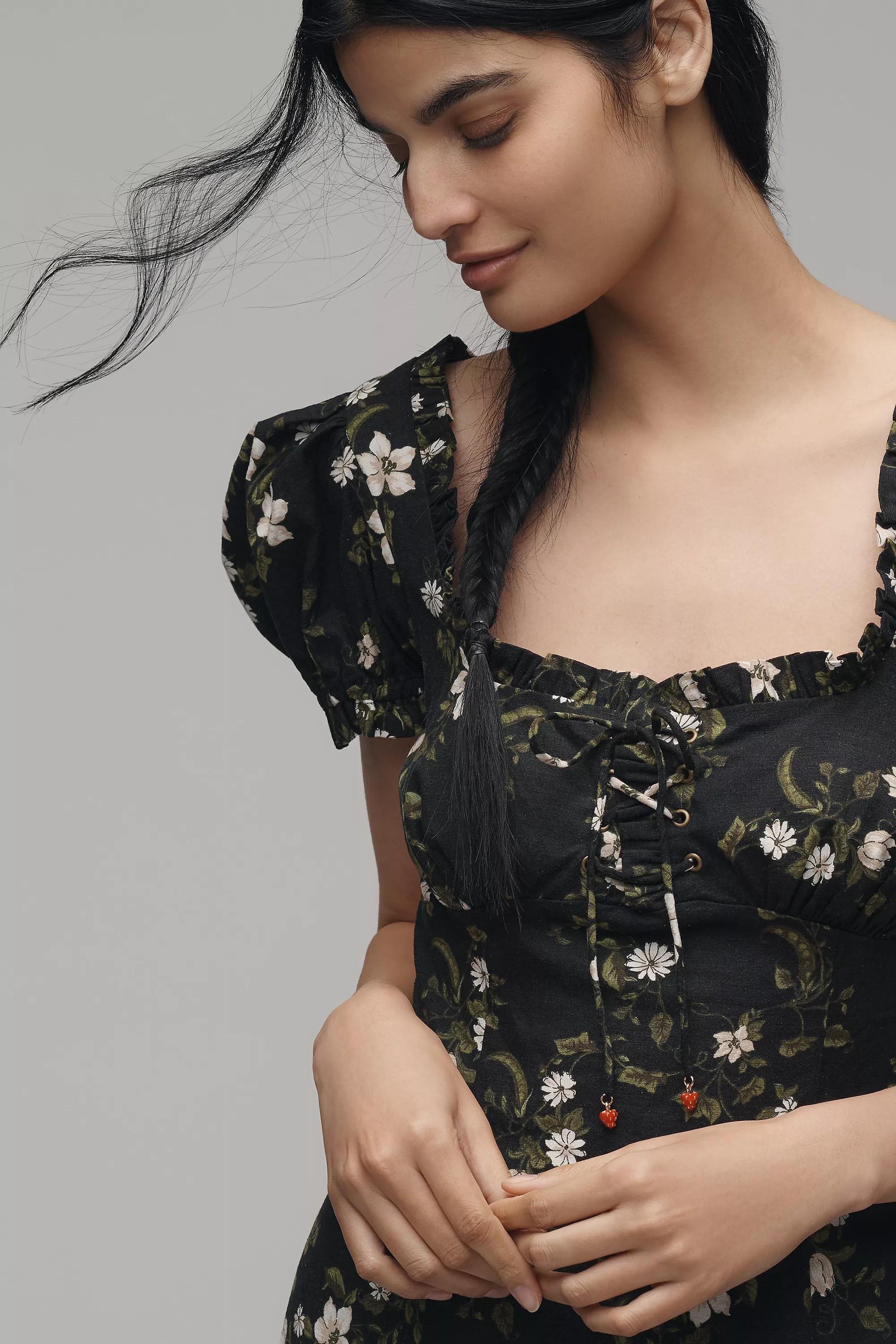 Anthropologie Floral Milkmaid Romantic Midi Dress, , large image number 3
