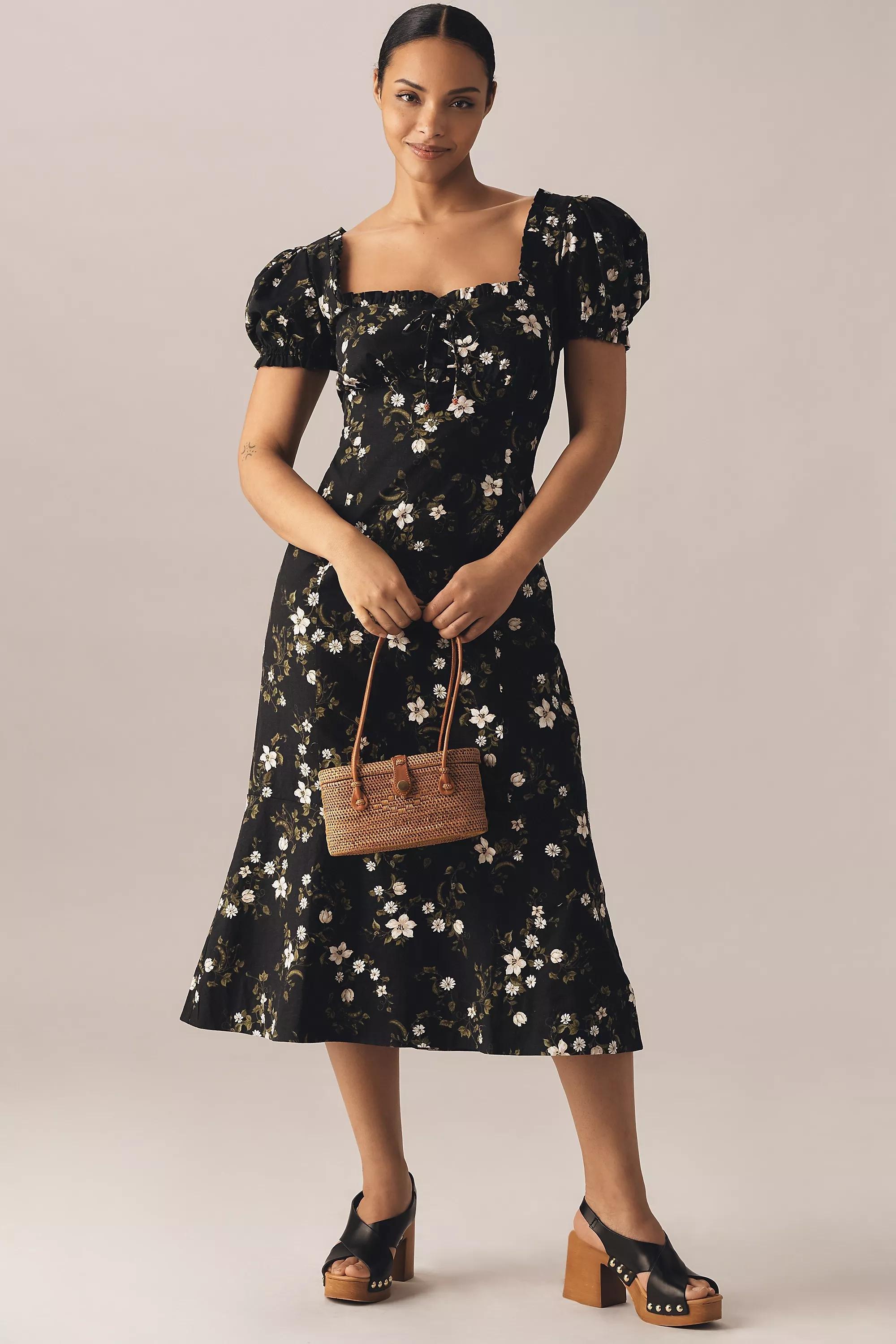 Anthropologie Floral Milkmaid Romantic Midi Dress, , large image number 4