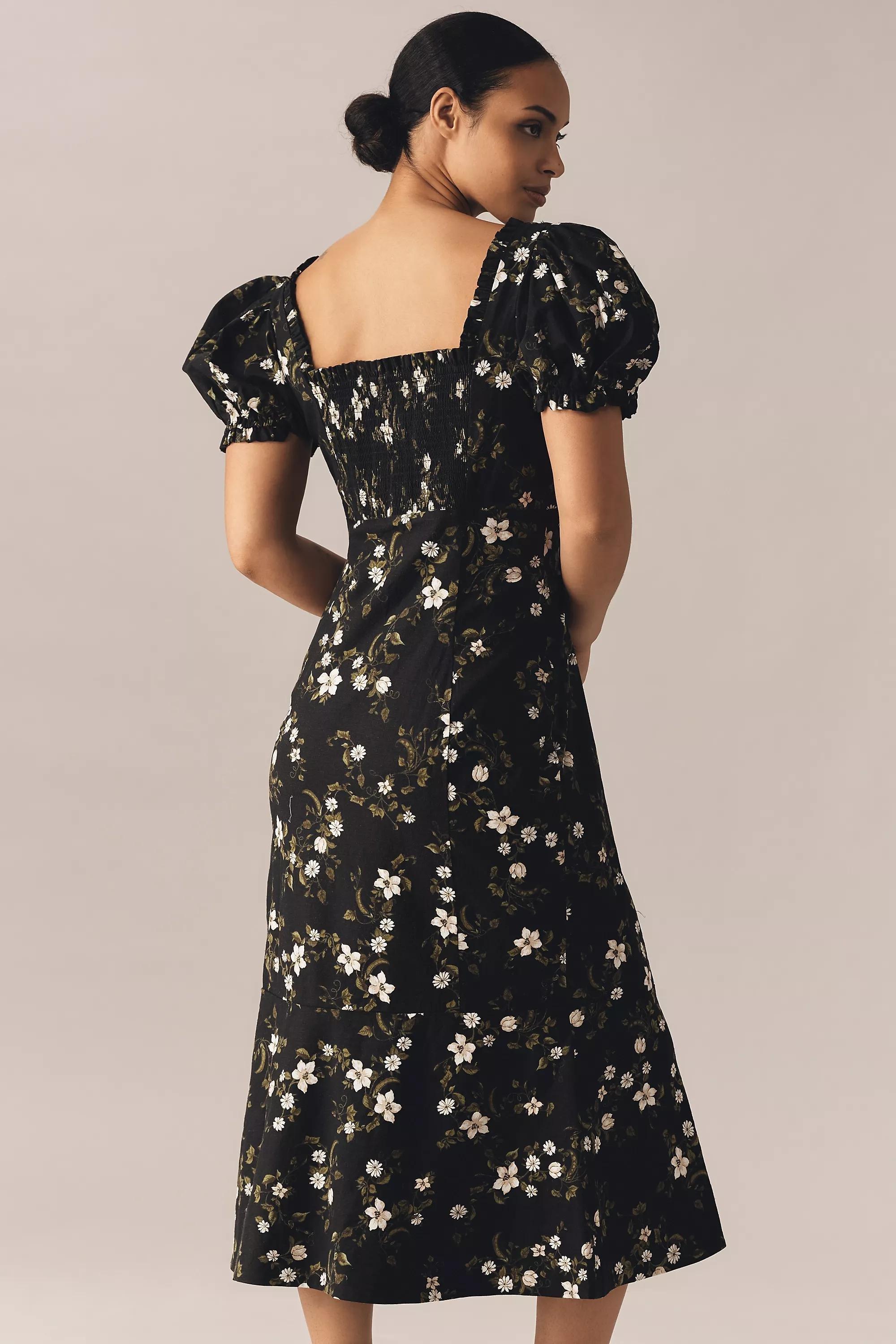 Anthropologie Floral Milkmaid Romantic Midi Dress, , large image number 5