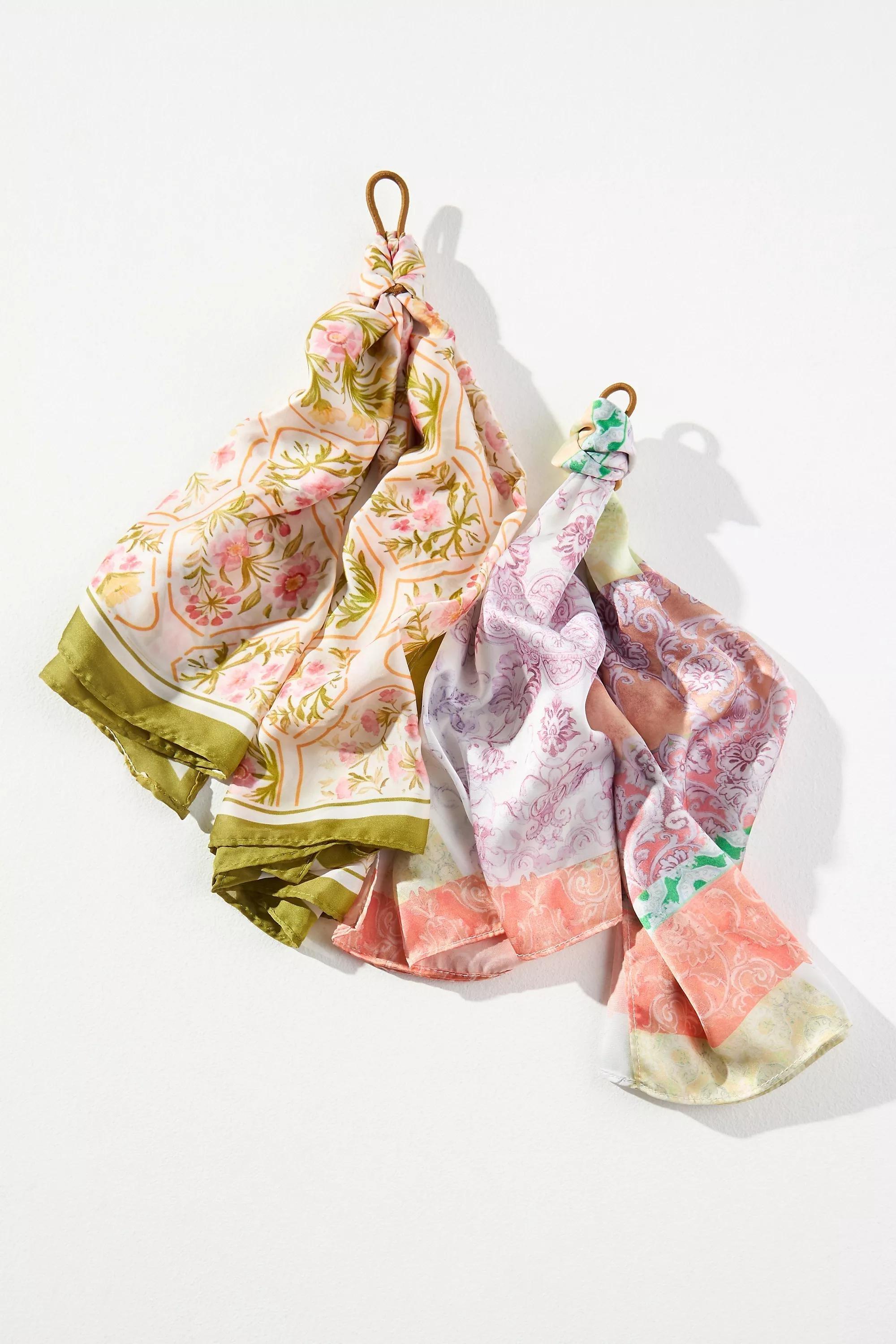 Patterned Hair Scarves, Set Of 2, Orange, A501_0067, large image number 1