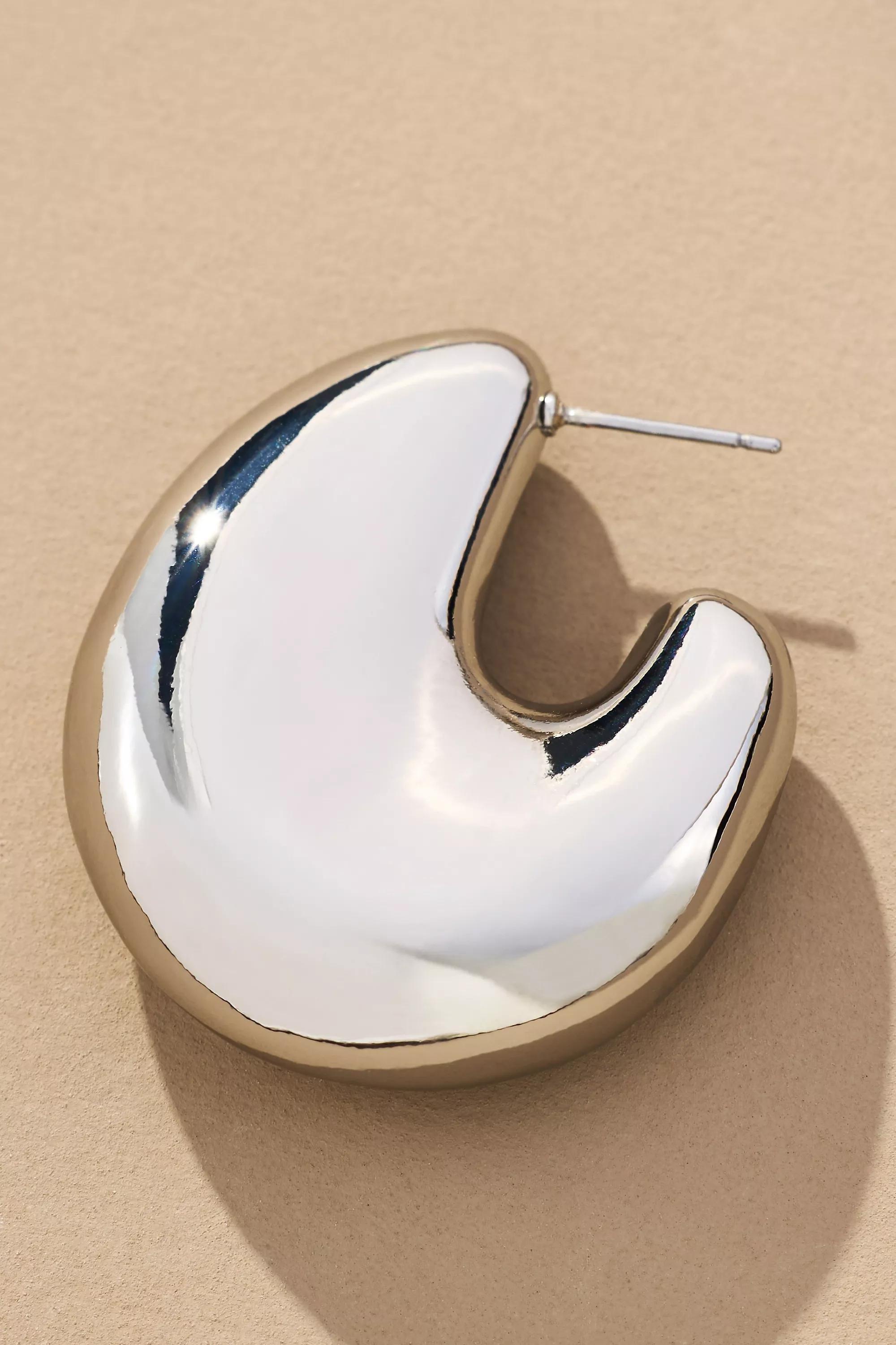 Anthropologie Hoop Earrings, Silver, A501_0007, large image number 1