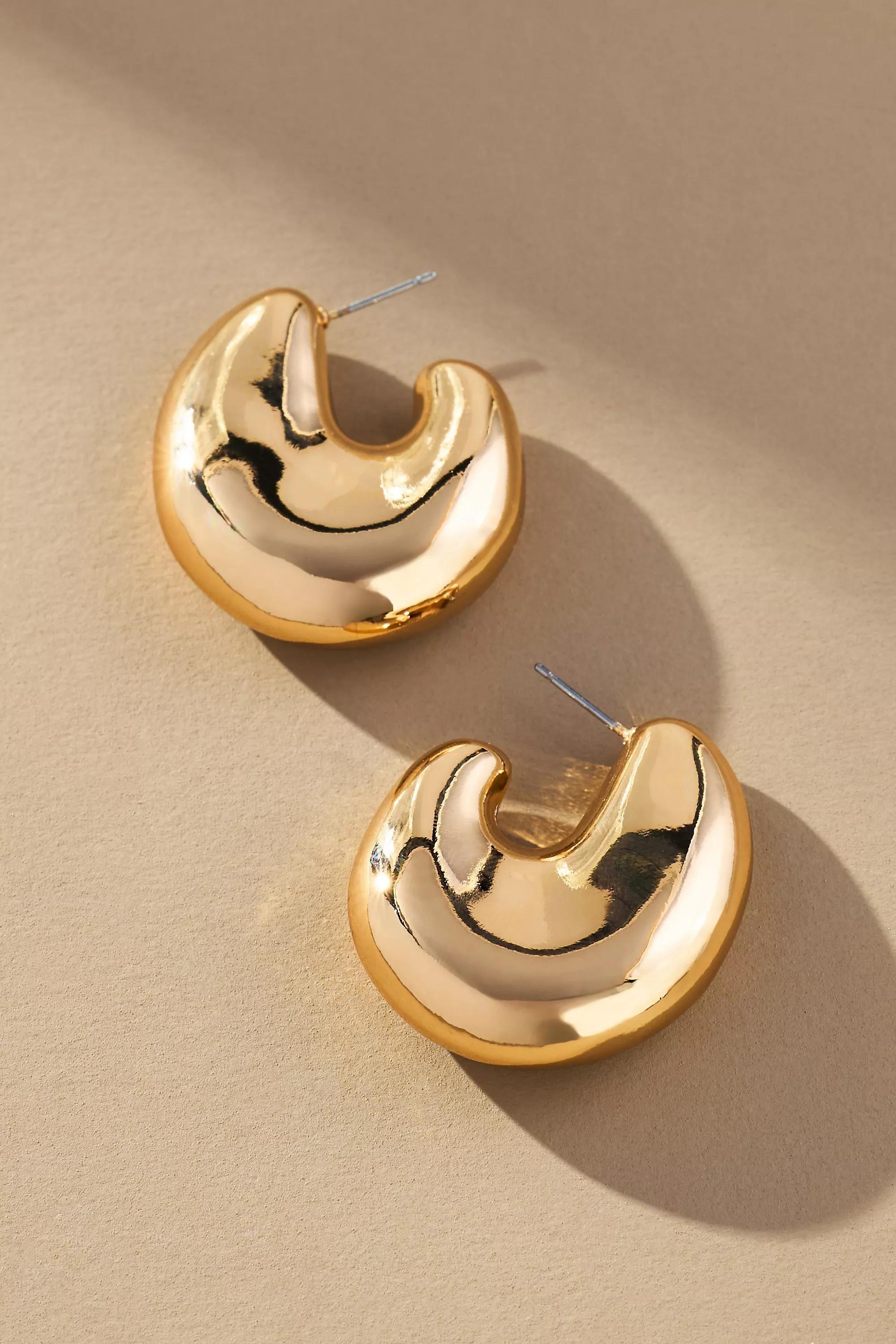 Anthropologie Hoop Earrings, Gold, A501_0070, medium