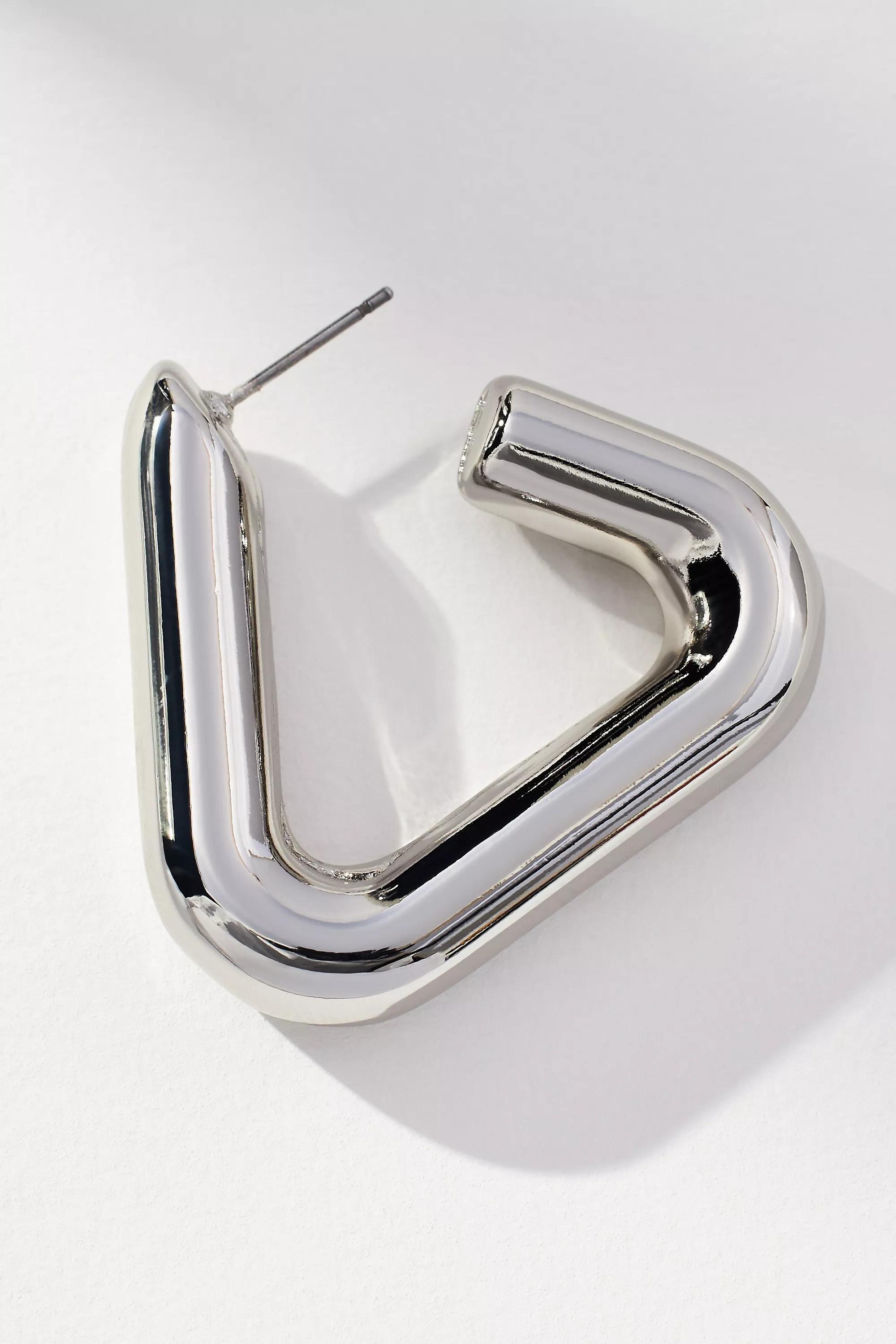 Silver Triangle Hoop Earrings, A501_0007, large image number 1