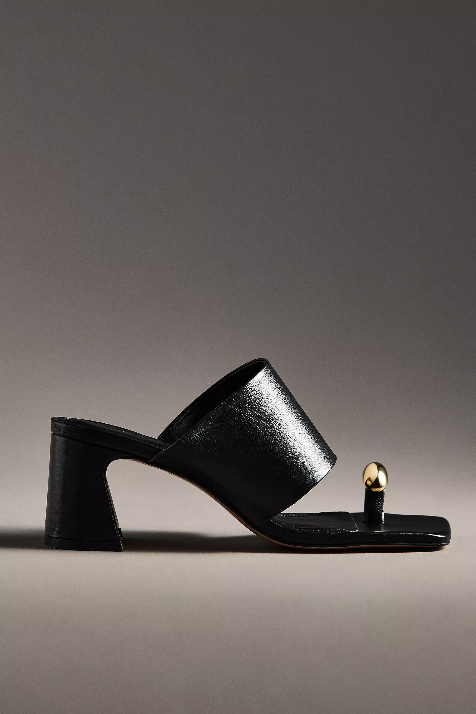 By Anthropologie Toe-Ring Block-Heel Mules, Black, , large image number 0