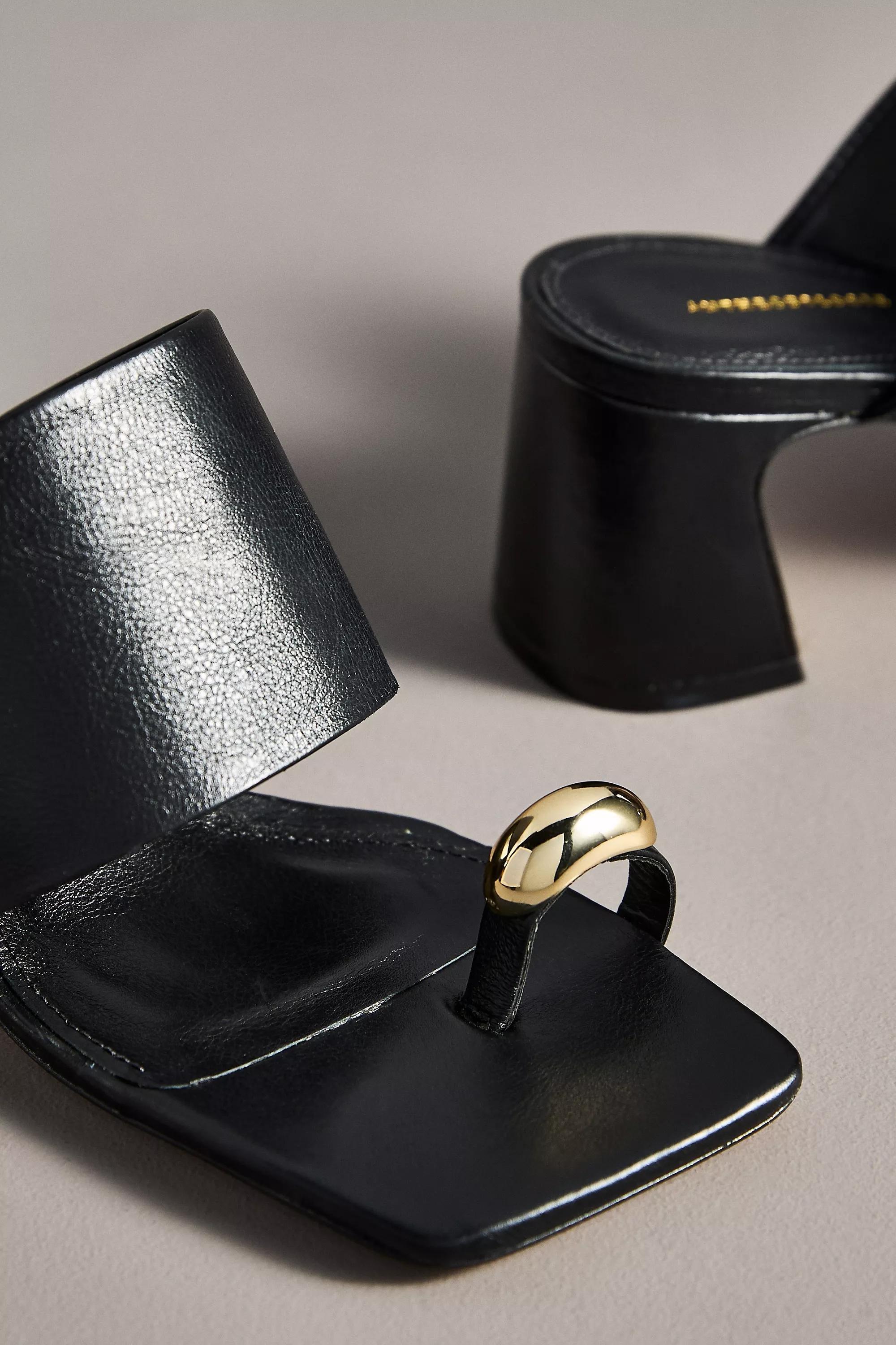 By Anthropologie Toe-Ring Block-Heel Mules, Black, , large image number 2