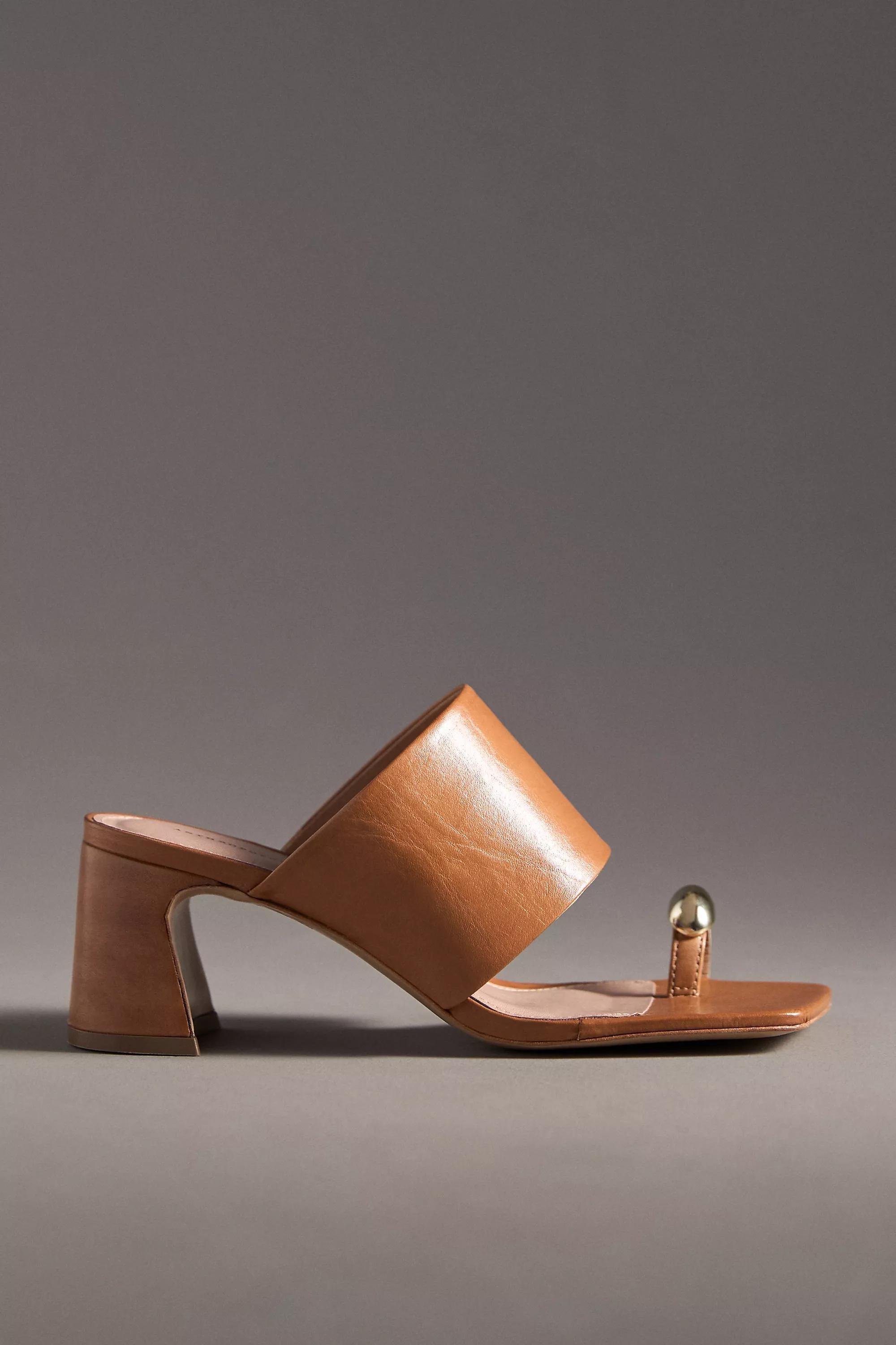 By Anthropologie Toe-Ring Block-Heel Mules, Brown, , large image number 0