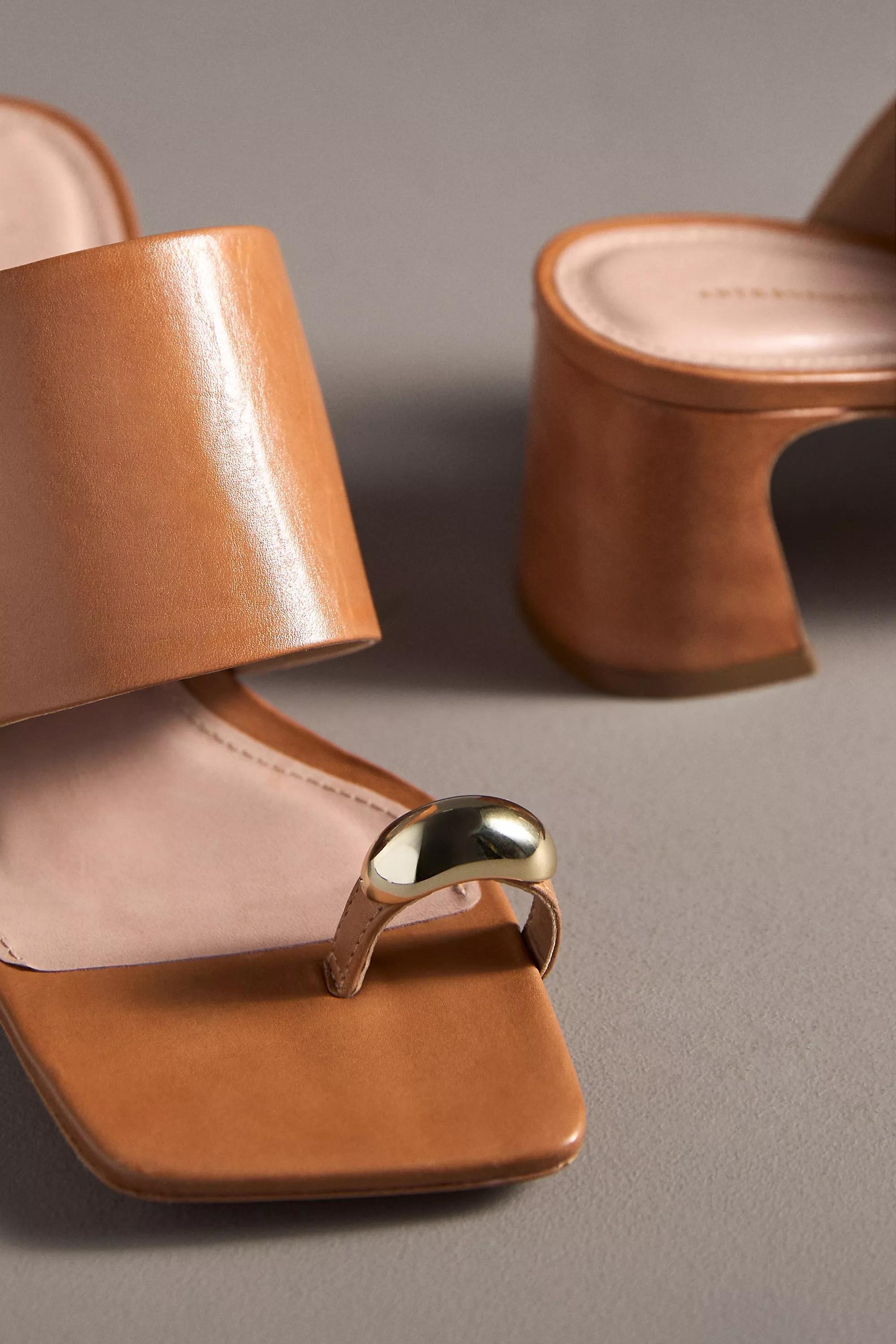 By Anthropologie Toe-Ring Block-Heel Mules, Brown, , large image number 2
