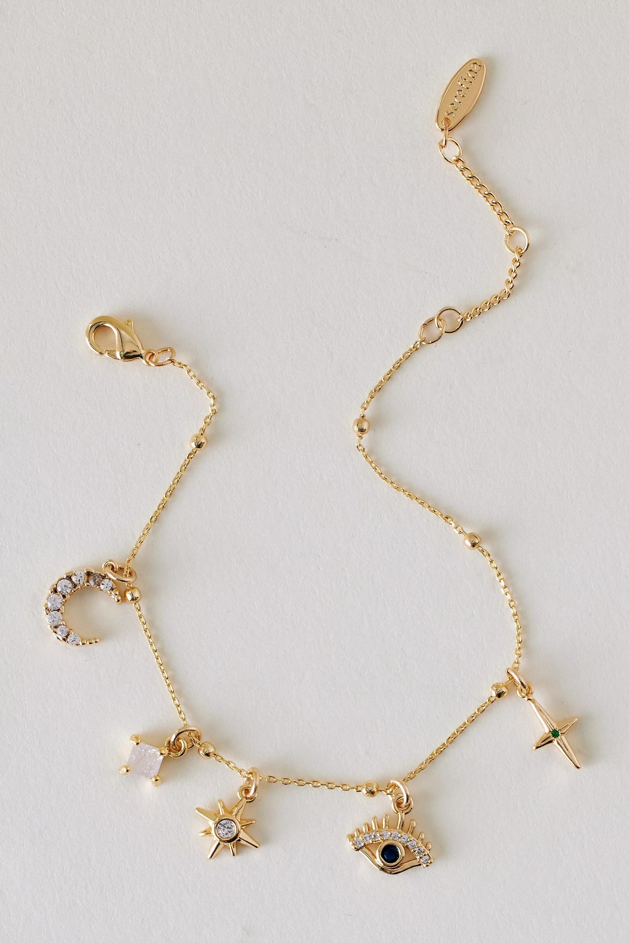 Anthropologie Charm Bracelet, 14K Gold-Plated, , medium