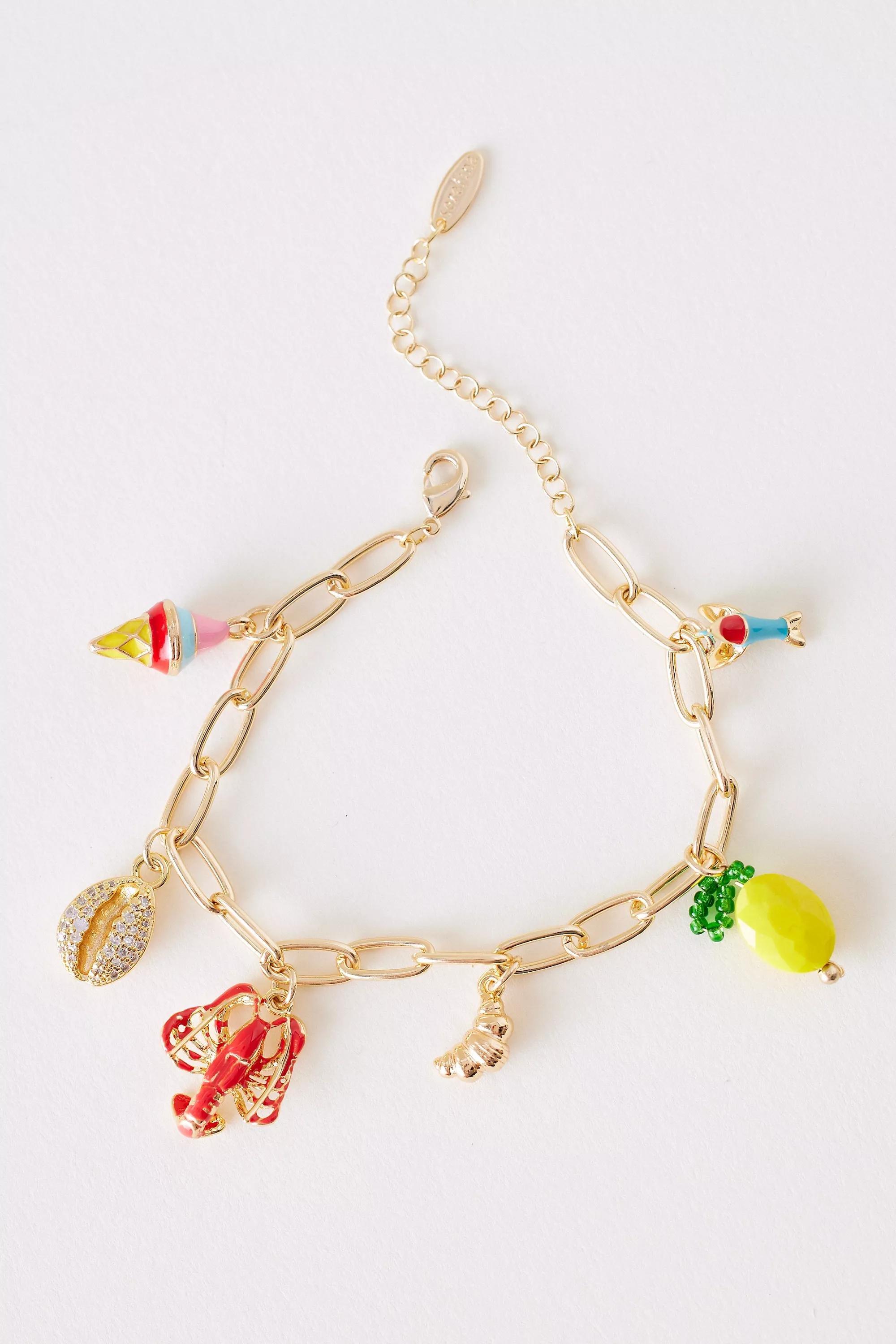 Gold Multicolour Ed Charm Bracelet, A501_0070, large image number 0