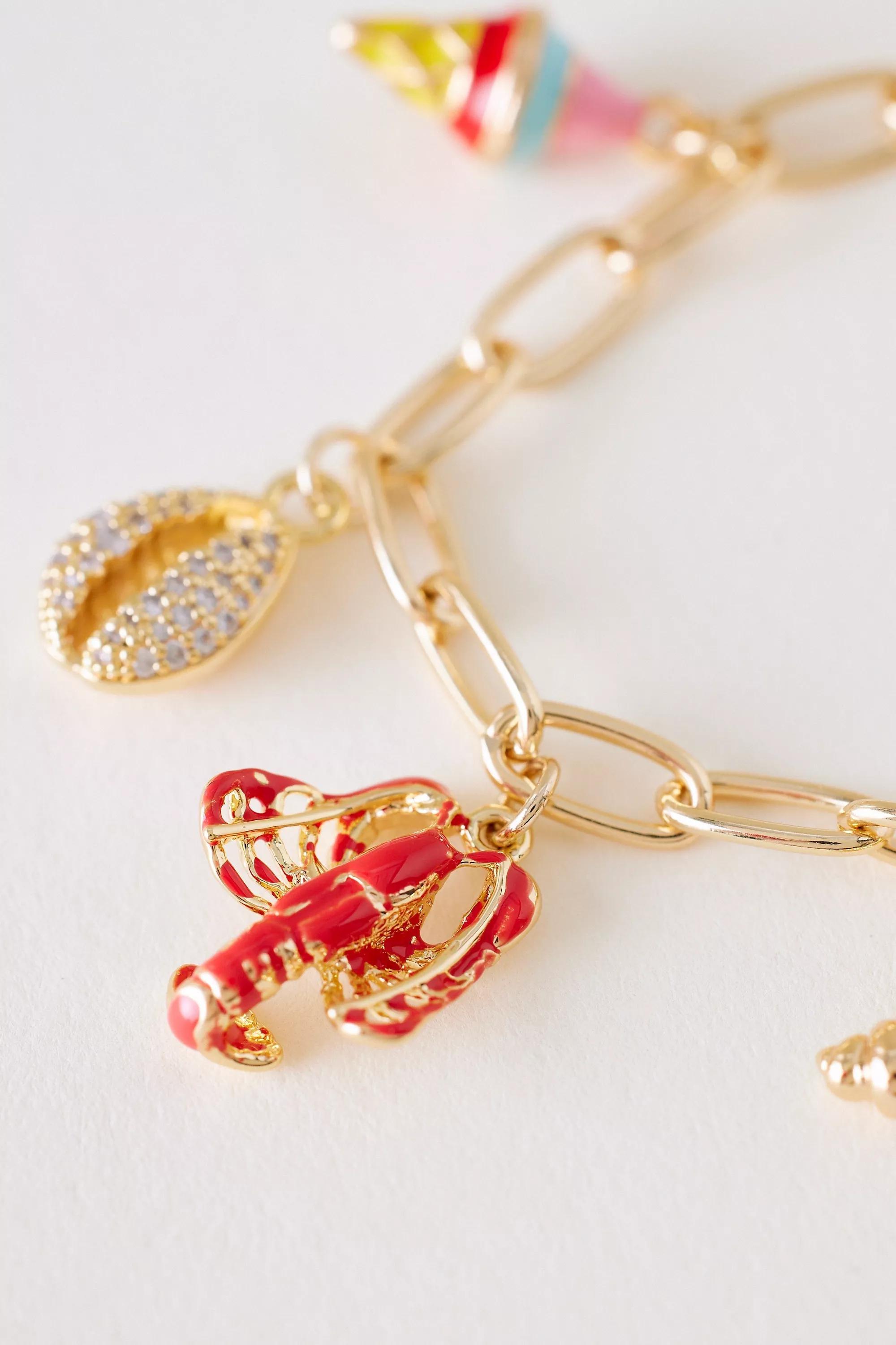 Gold Multicolour Ed Charm Bracelet, A501_0070, large image number 1