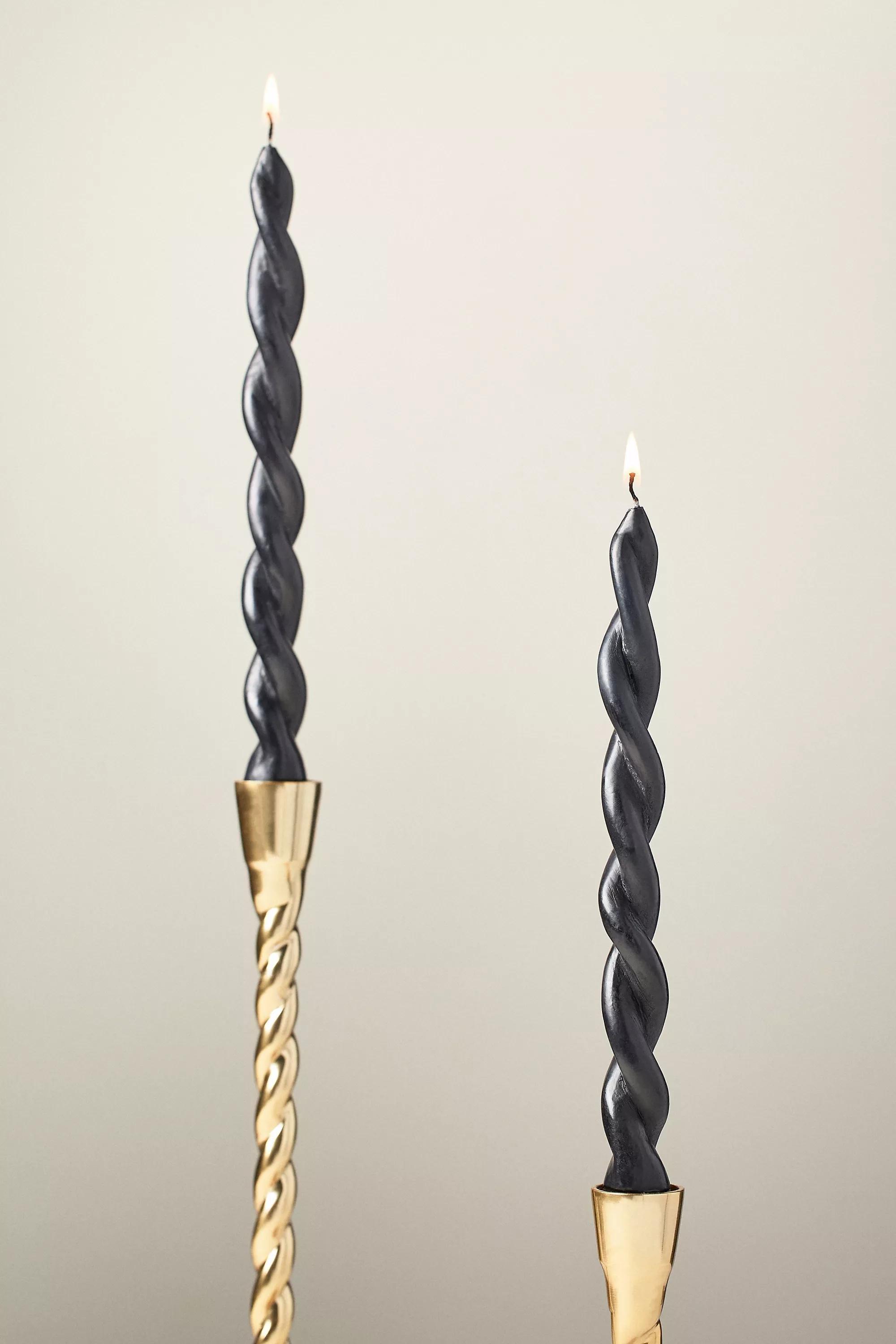 Twisted Taper Candles, Set Of 2, Black, A501_0001, medium