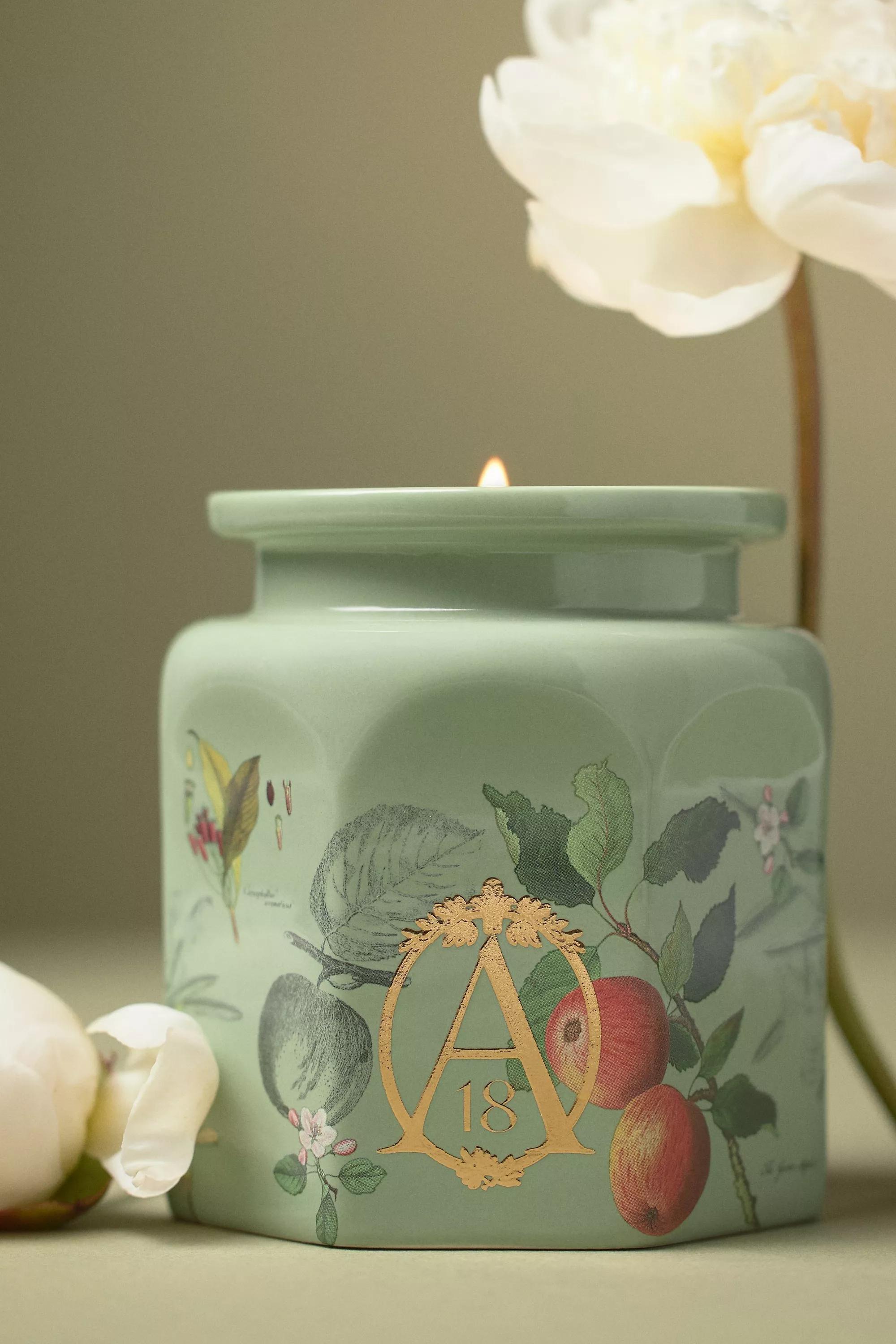 Apothecary 18 Spice Orchard Woods Ceramic Jar Candle, Green, A501_0030, large image number 1