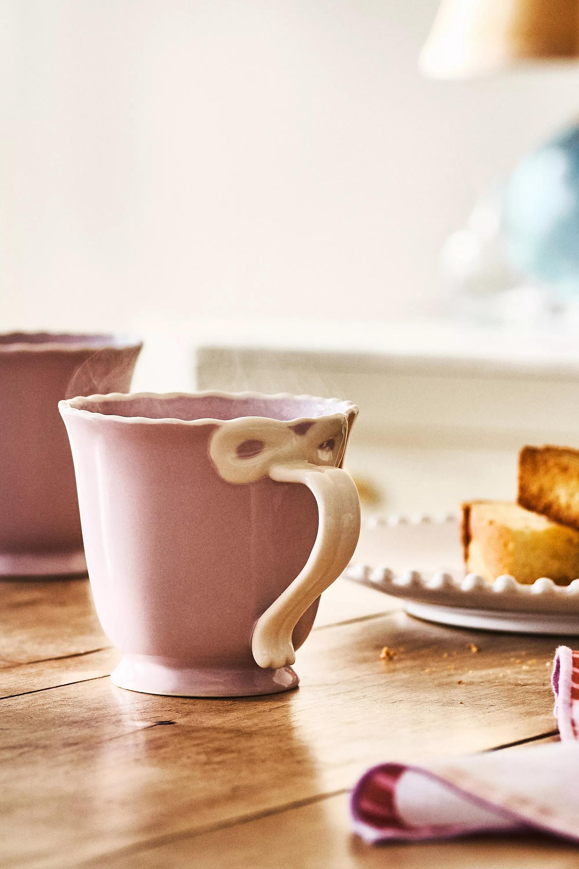 Benedita Bow Stoneware Mug, Pink, A501_0066, large image number 0
