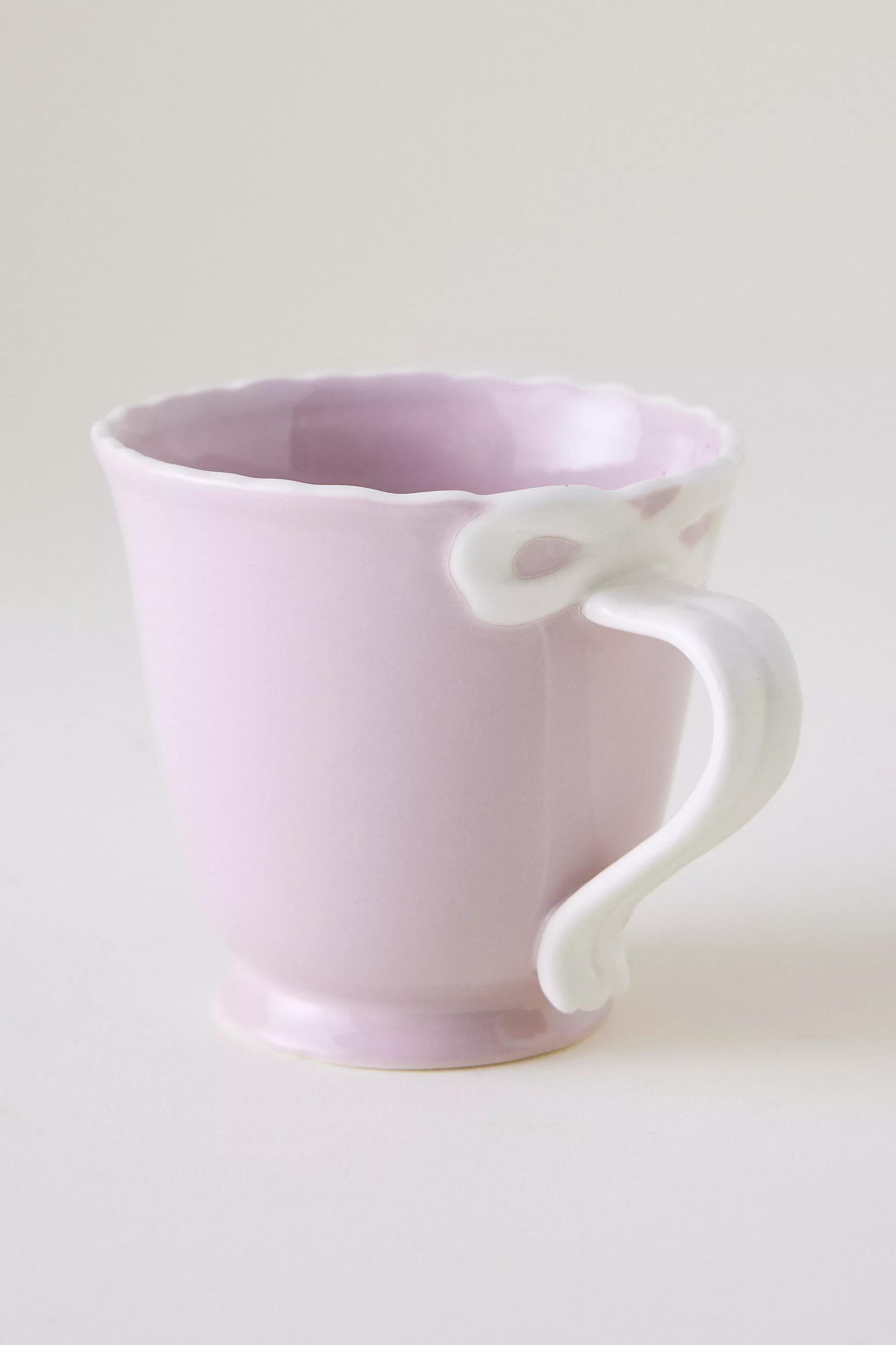 Benedita Bow Stoneware Mug, Pink, A501_0066, medium