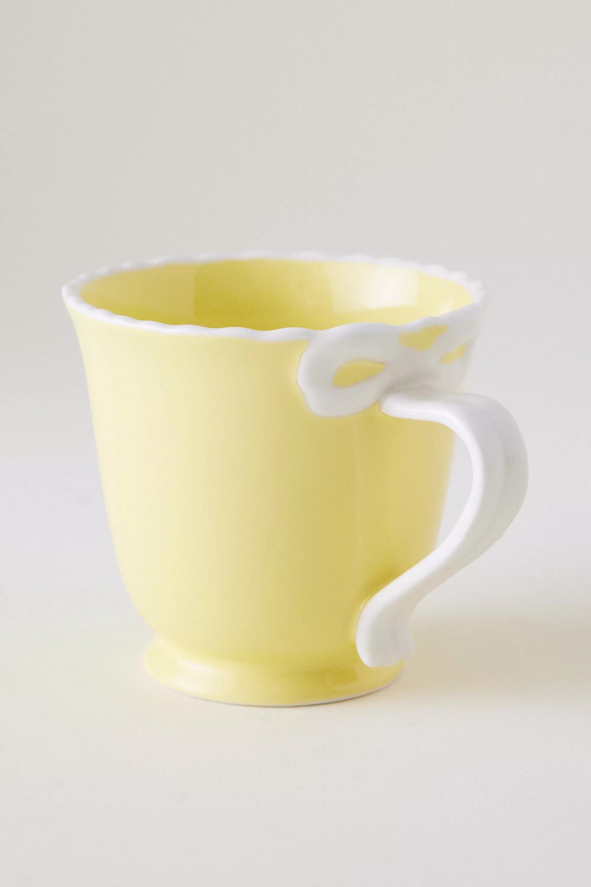 Benedita Bow Stoneware Mug, Yellow, A501_0072, medium