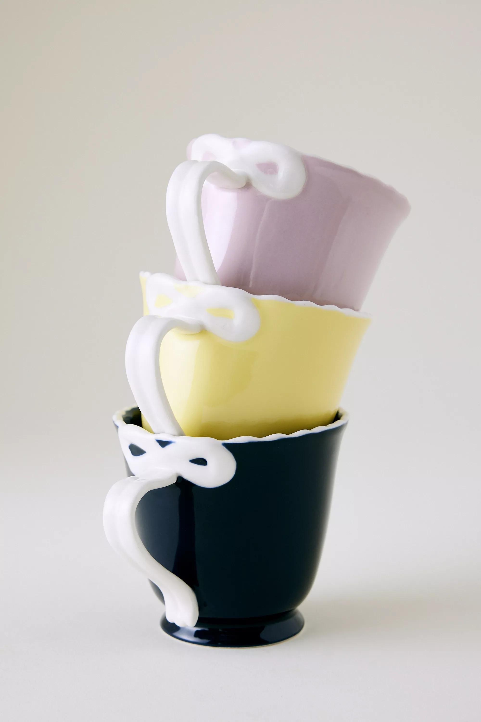 Benedita Bow Stoneware Mug, Yellow, A501_0072, large image number 2