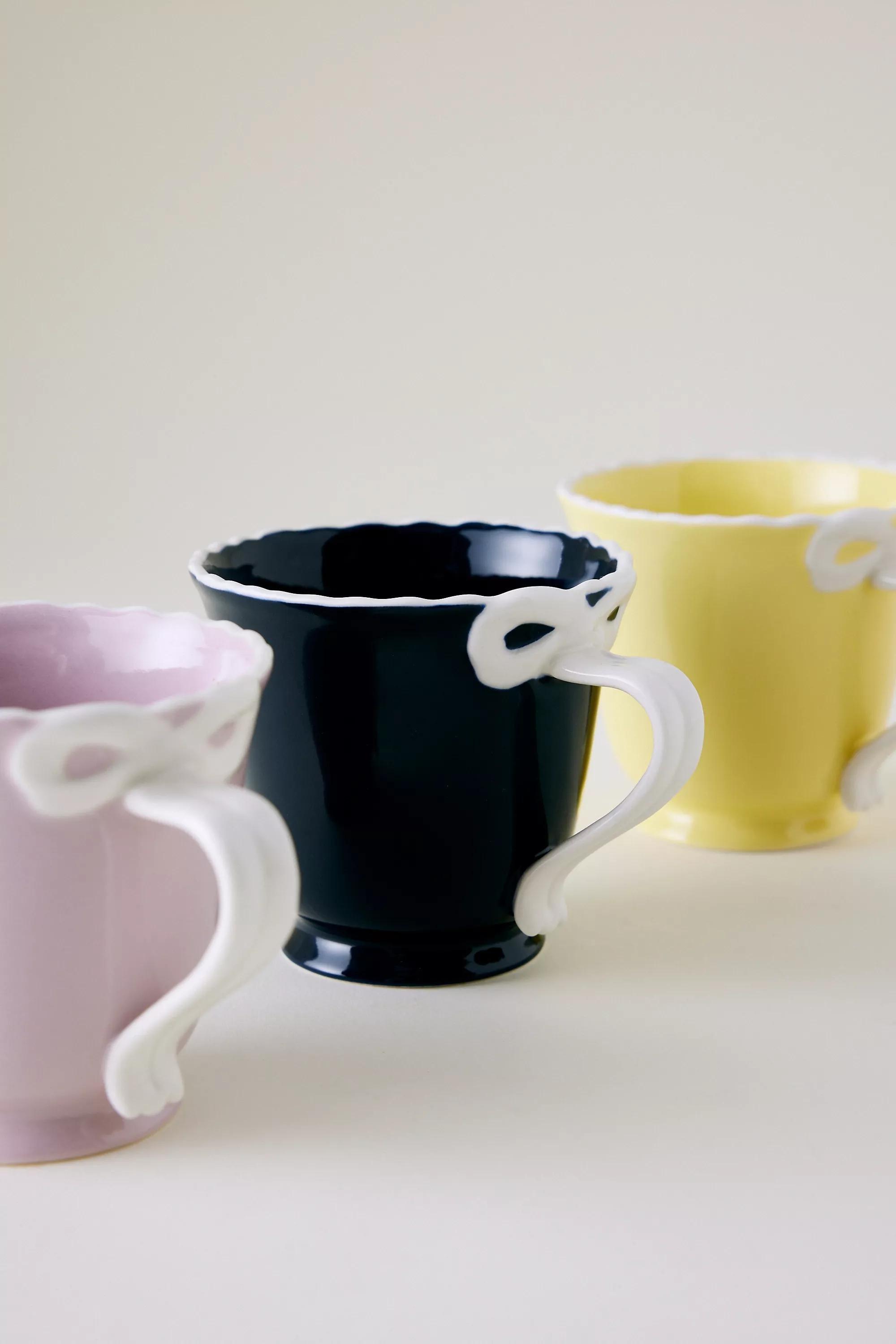 Benedita Bow Stoneware Mug, Navy, A501_0041, large image number 2