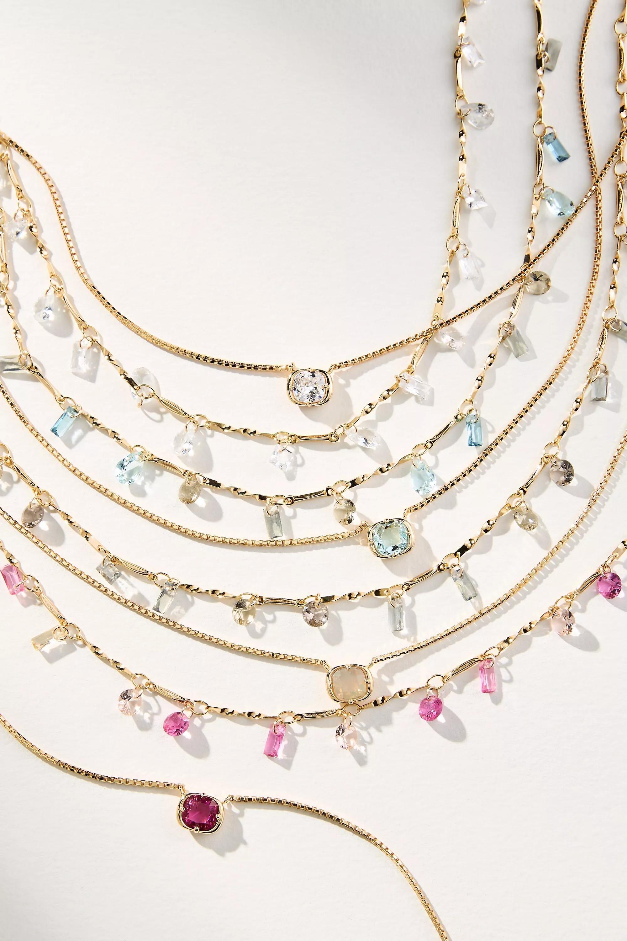 Anthropologie Multi-Chain Necklace, Blue, A501_0040, large image number 1