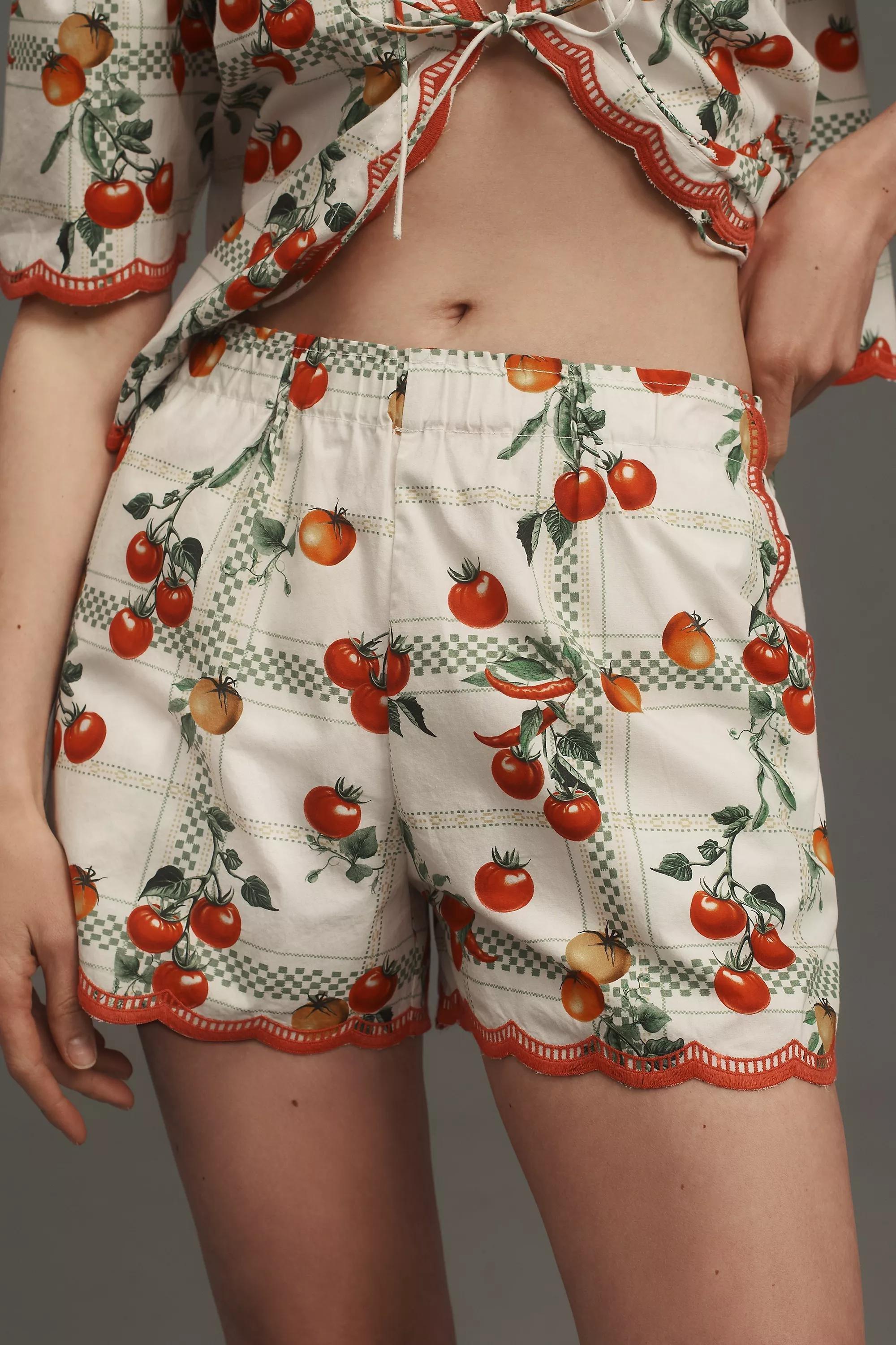Anthropologie Printed Beach Shorts, Red, A501_0069, large image number 1