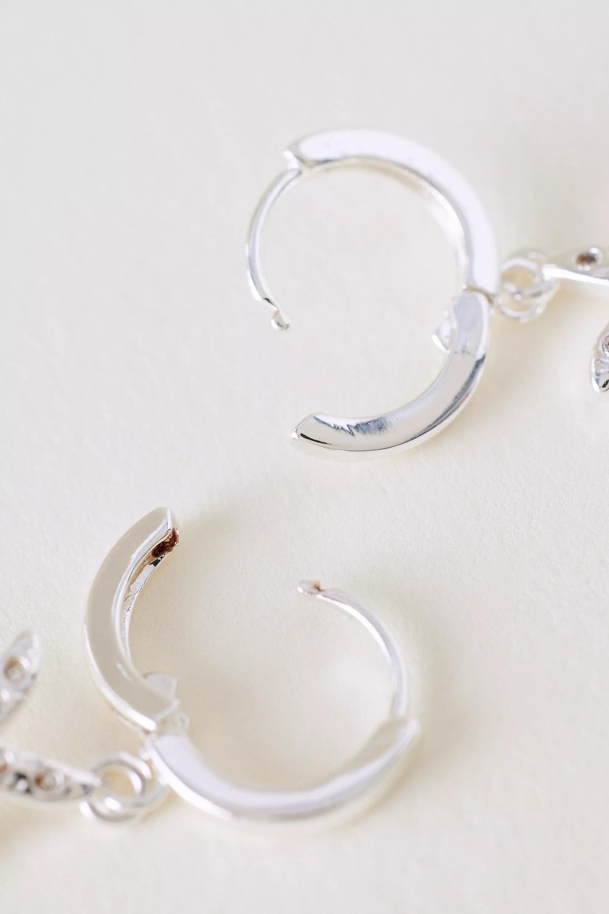 Starfish Huggie Hoop Earrings, Silver, A501_0007, large image number 4