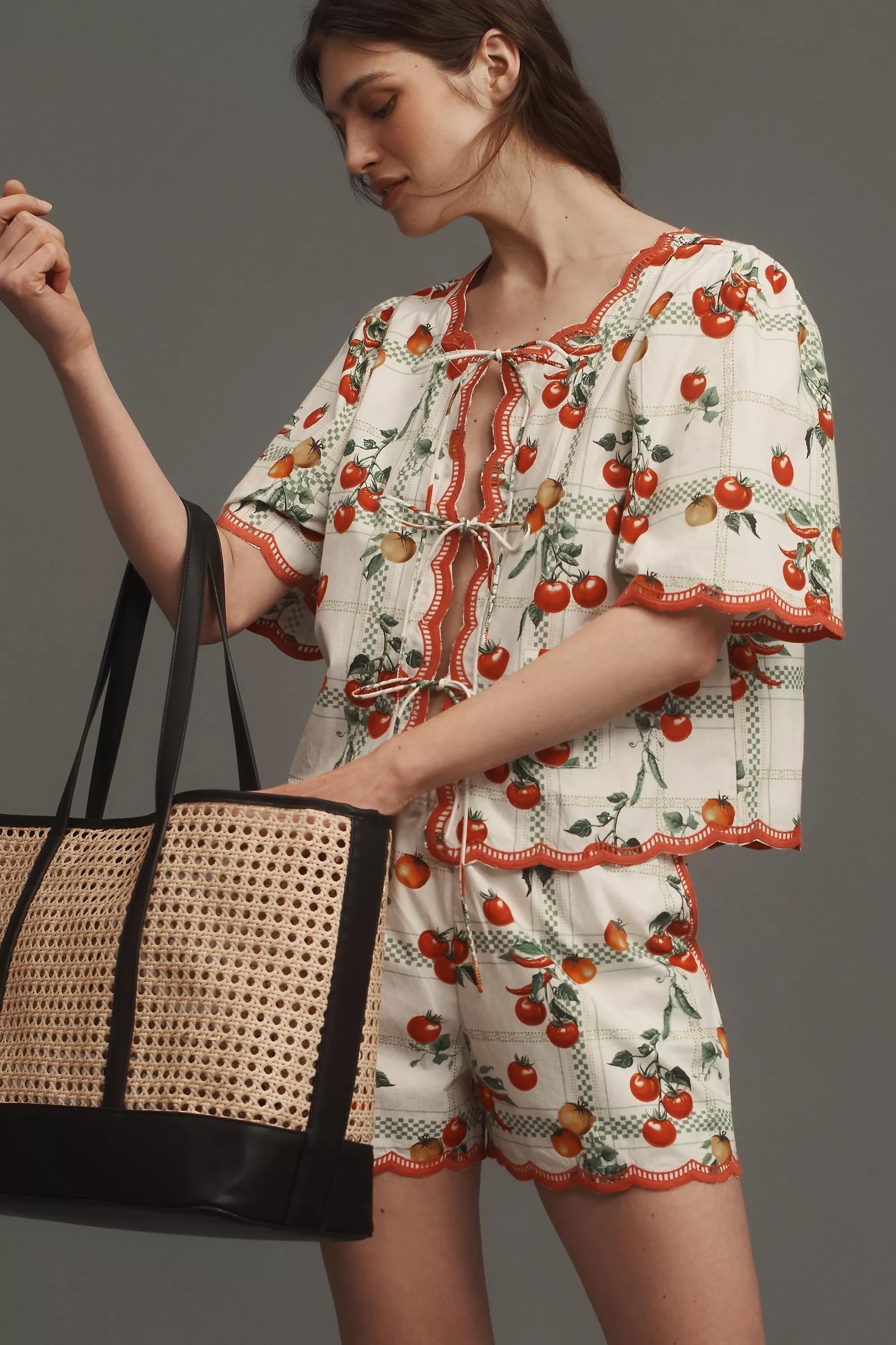 Anthropologie Tropical Lounge Vacation Shorts, Red, A501_0011, large image number 0