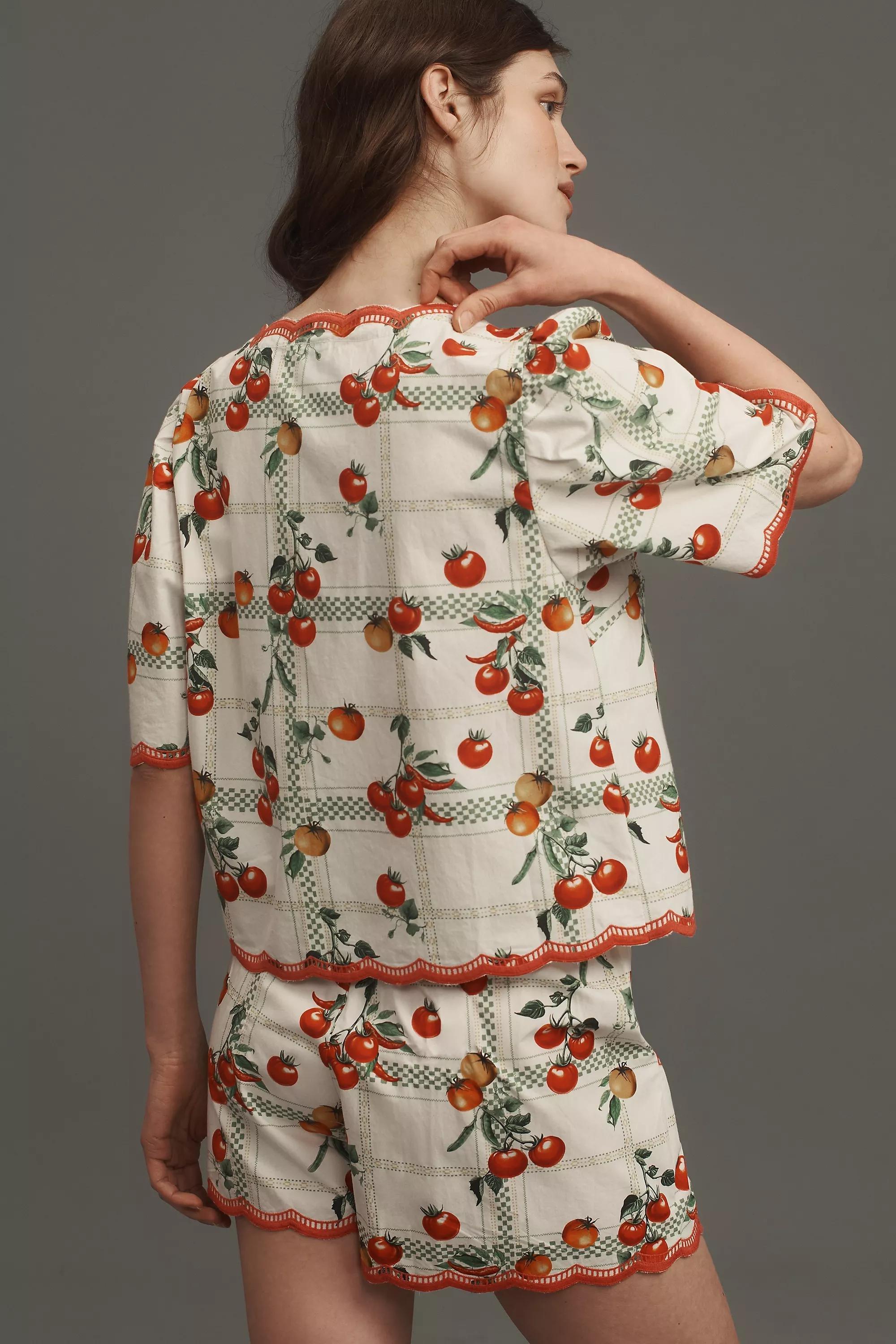 Anthropologie Tropical Lounge Vacation Shorts, Red, A501_0011, large image number 1