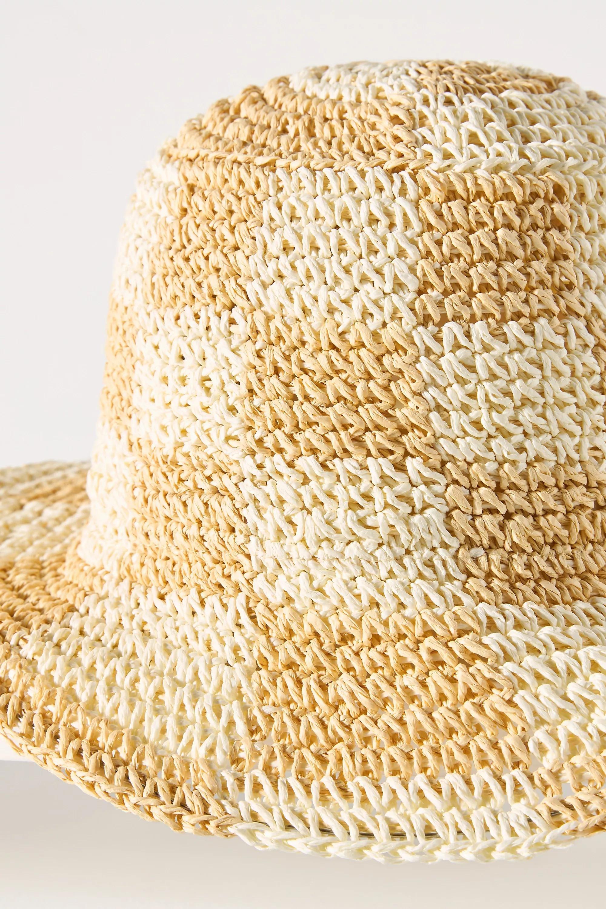 Yellow Wyeth Checkered Straw Bucket Hat, A501_0072, large image number 2