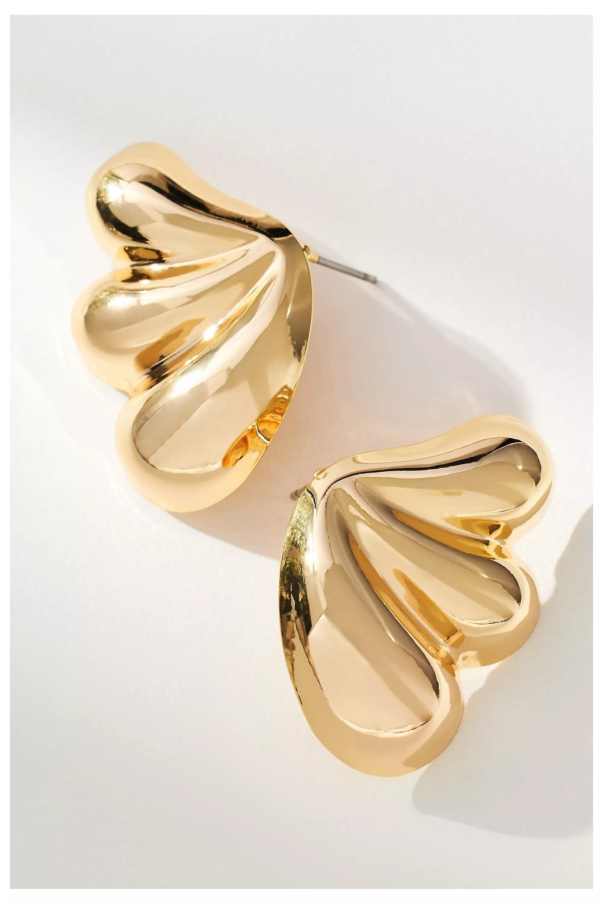Fanned Out Post Earrings, Gold, A501_0070, large image number 0