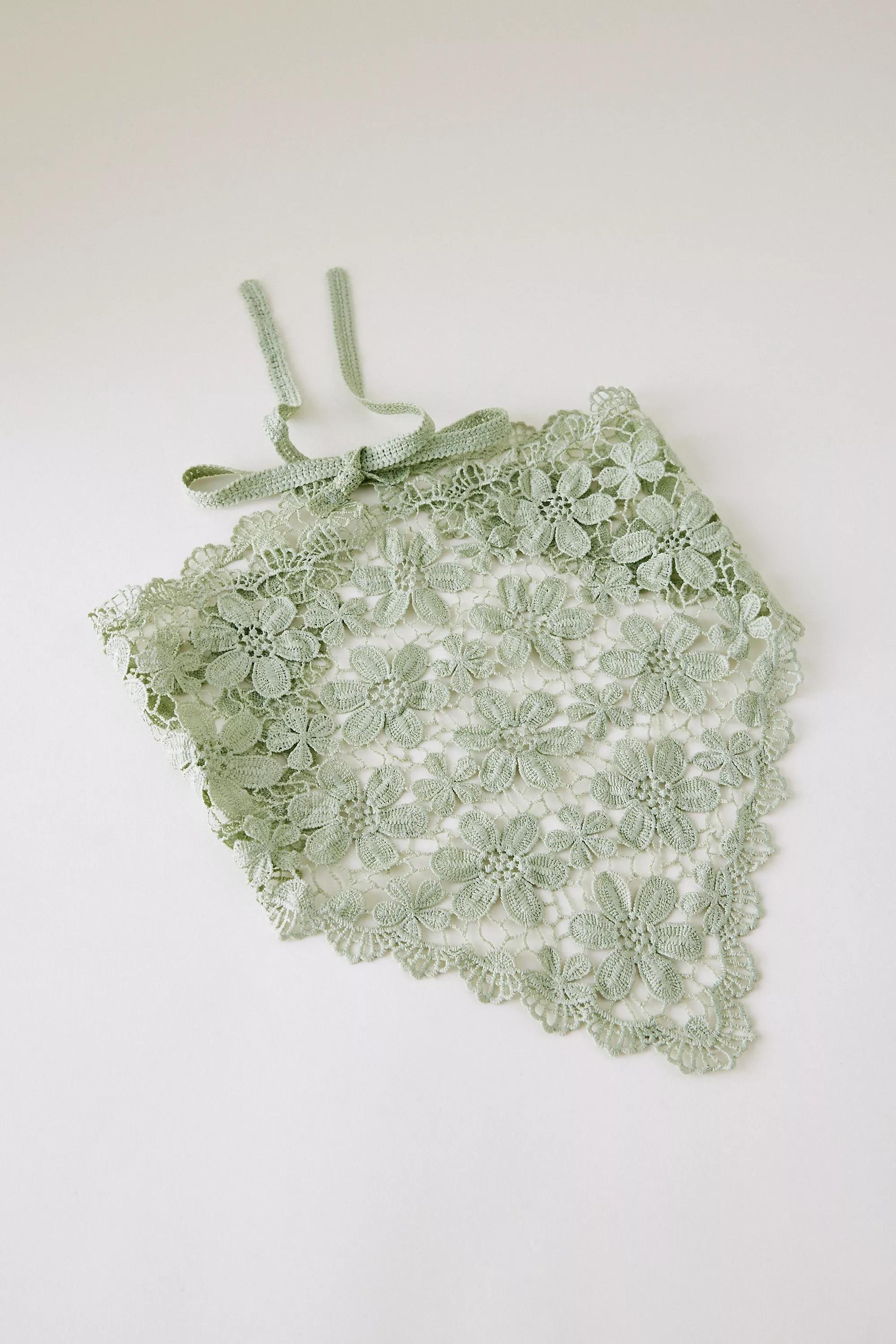 Green Moss By Anthropologie Floral Crochet Hair Scarf, A501_0031, large image number 2