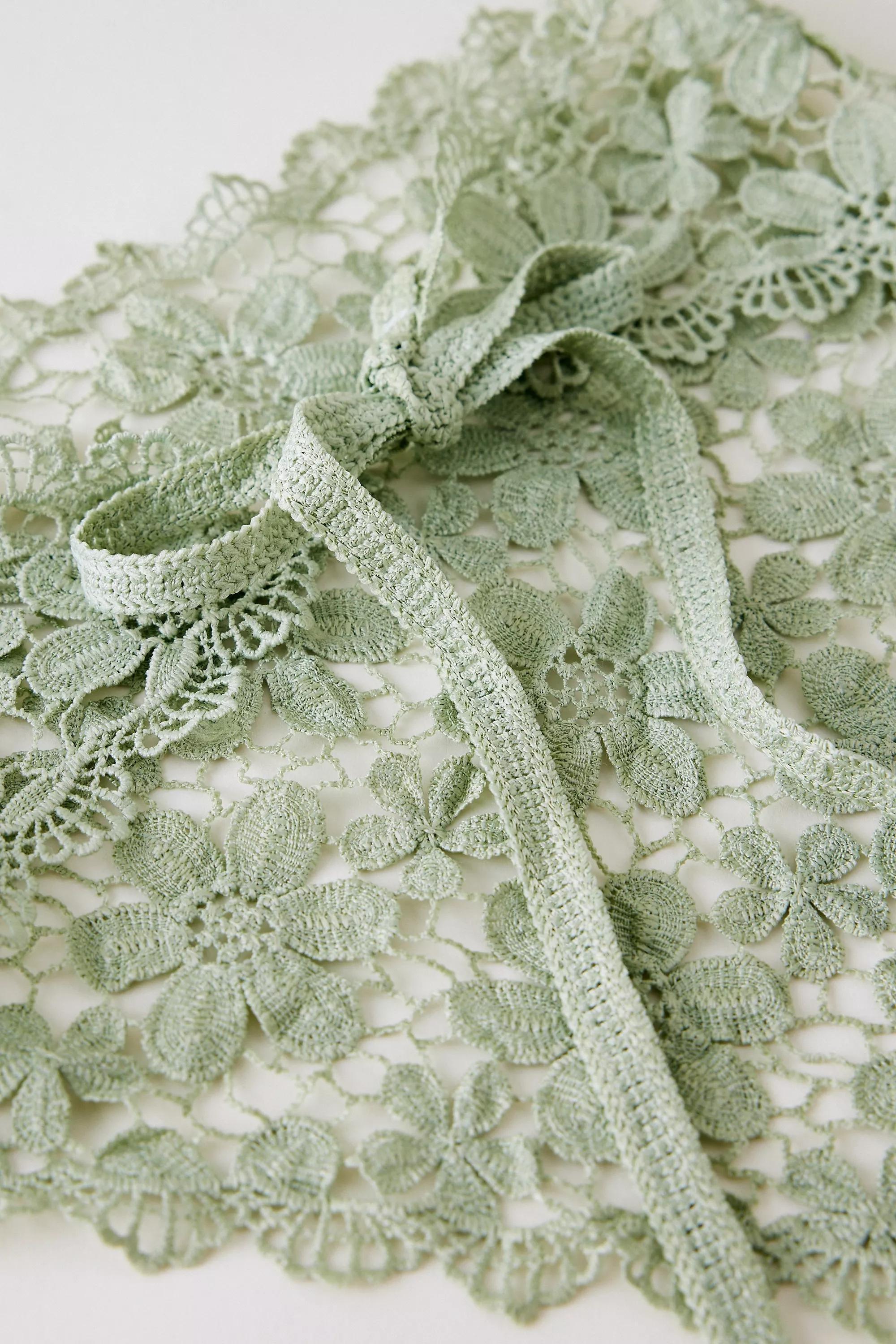Green Moss By Anthropologie Floral Crochet Hair Scarf, A501_0031, large image number 3