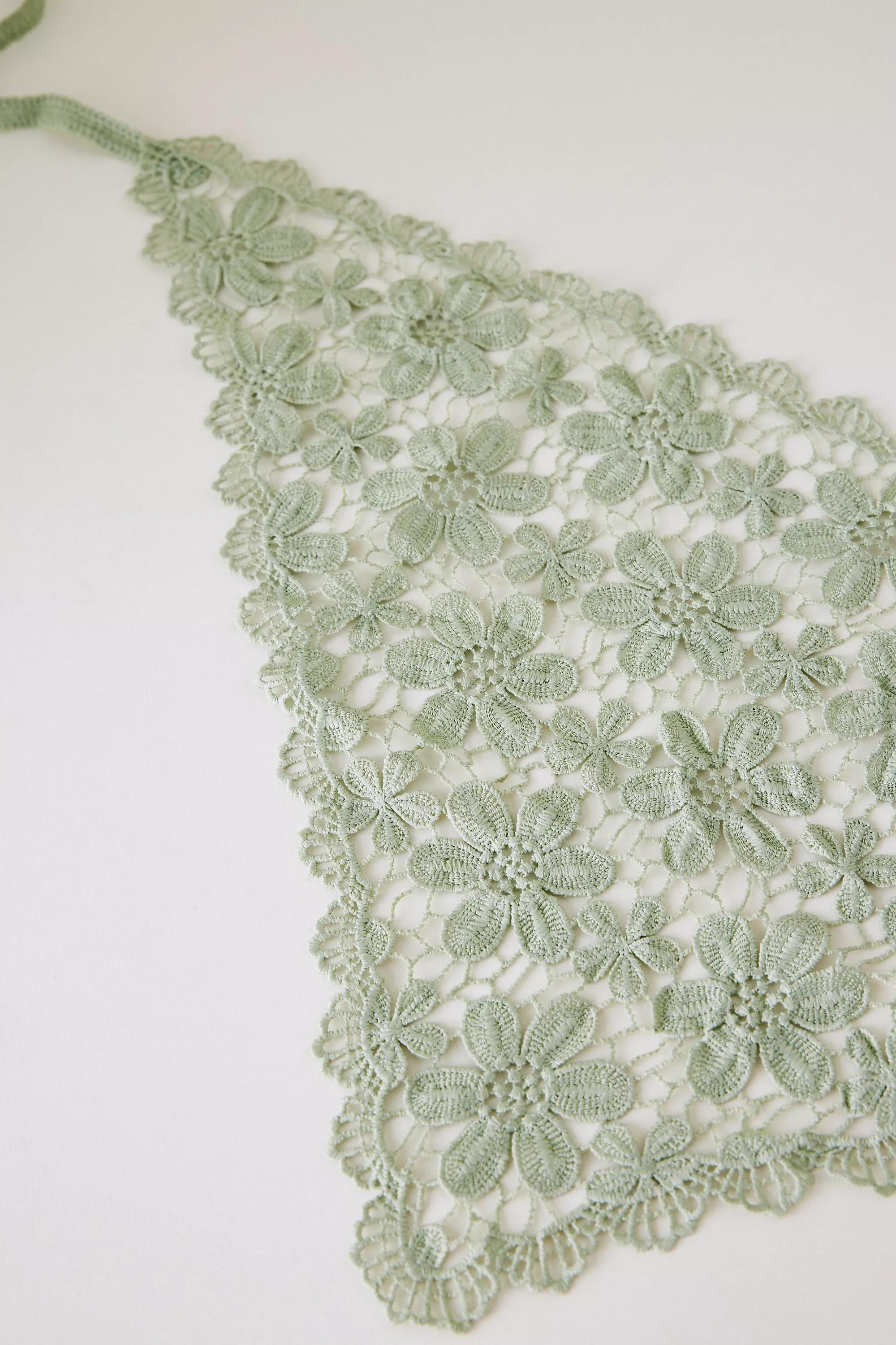 Green Moss By Anthropologie Floral Crochet Hair Scarf, A501_0031, large image number 4