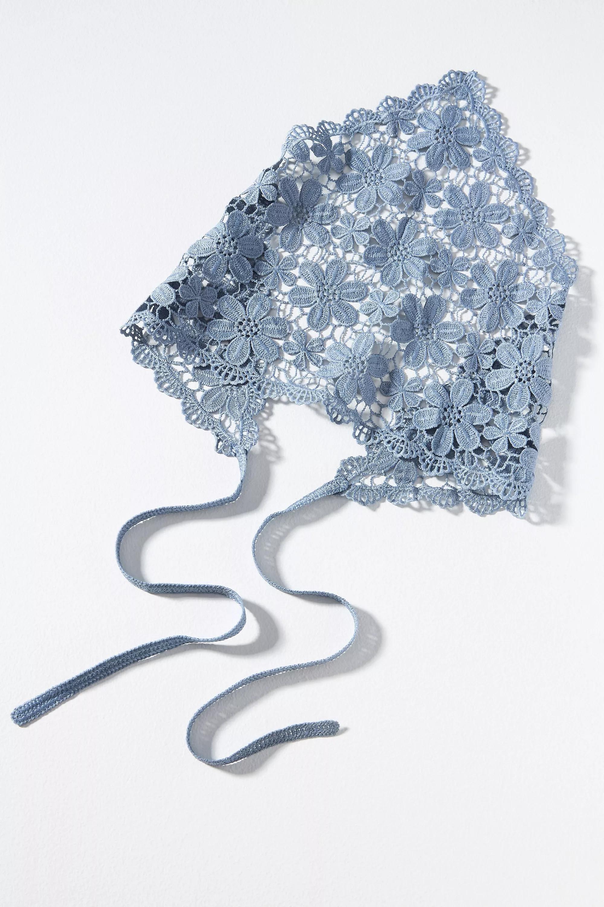 Blue By Anthropologie Floral Crochet Hair Scarf, , medium
