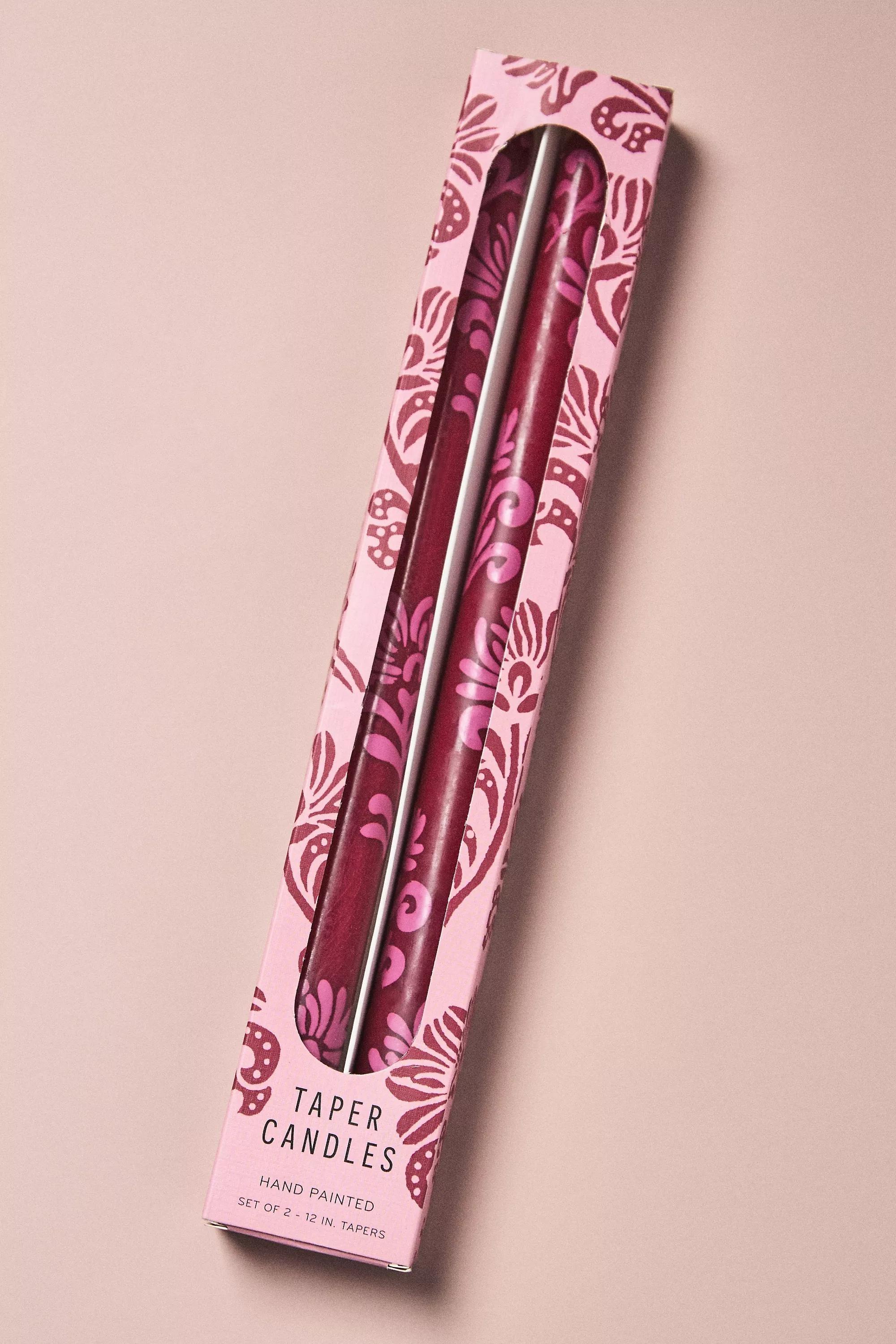 Hand Painted Leora Taper Candles, Set Of 2, Purple, A501_0050, large image number 1