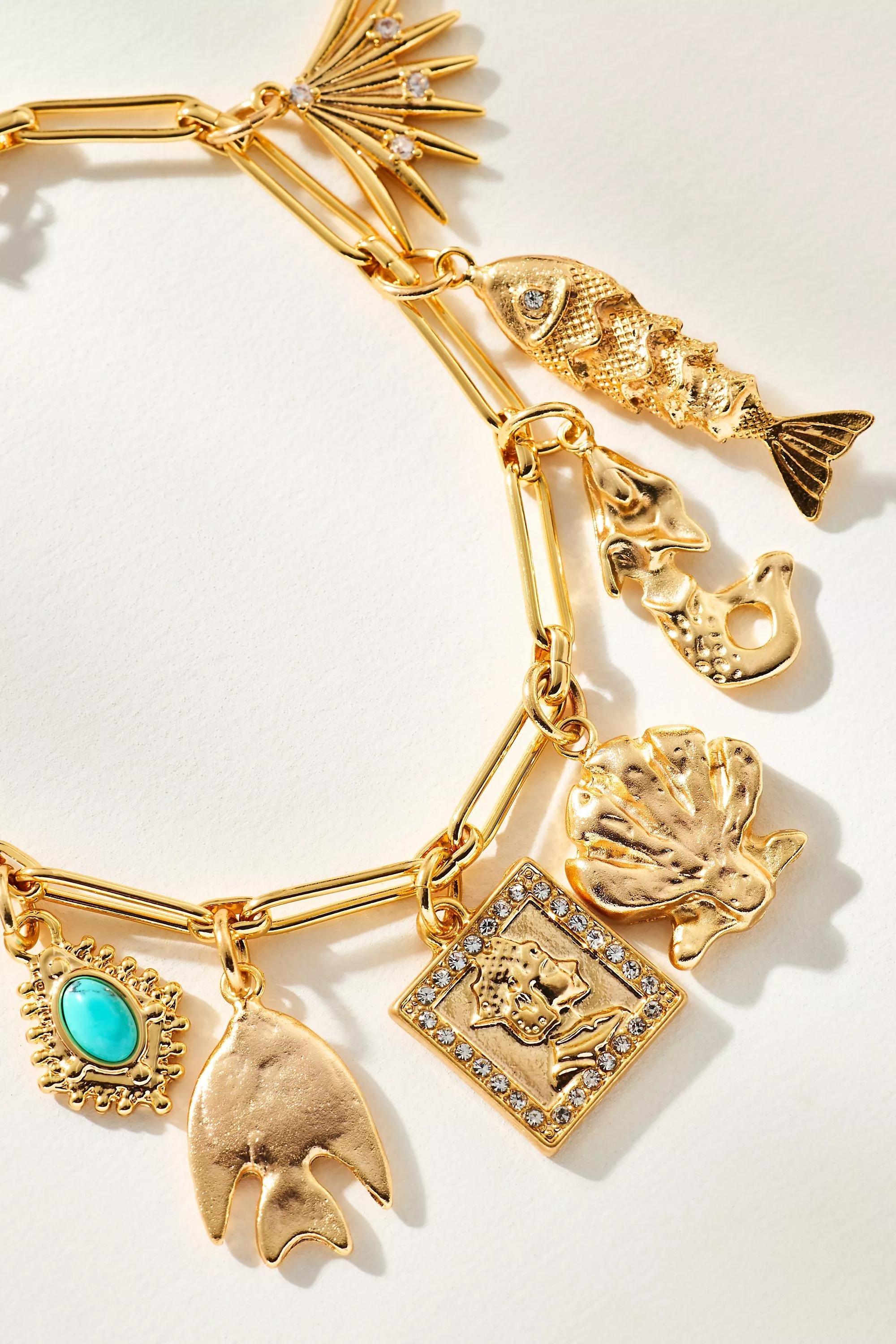 Gold Mixed Charm Bracelet, A501_0074, large image number 3