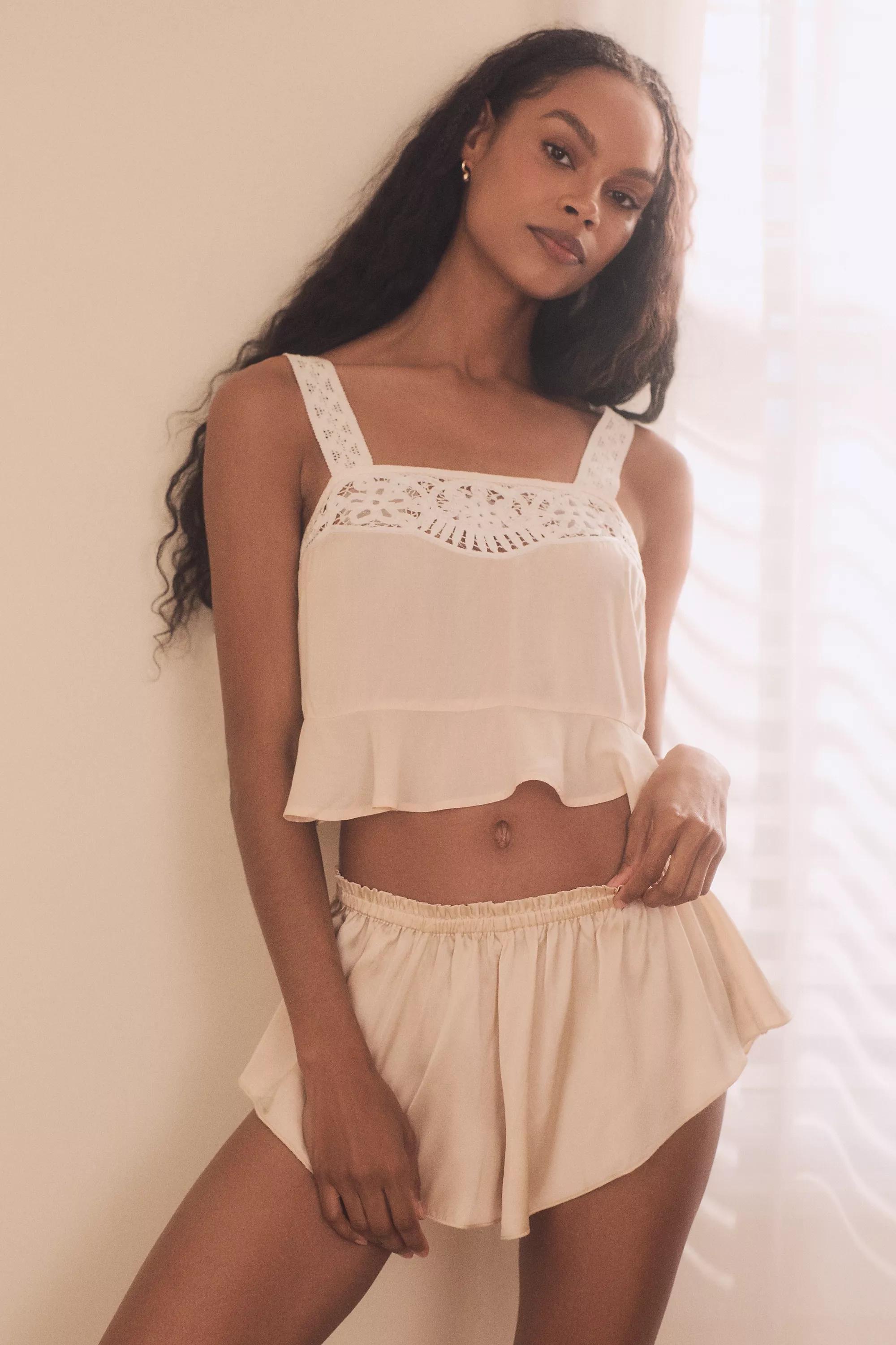 By Anthropologie Laced Shorts, Beige, , large image number 0